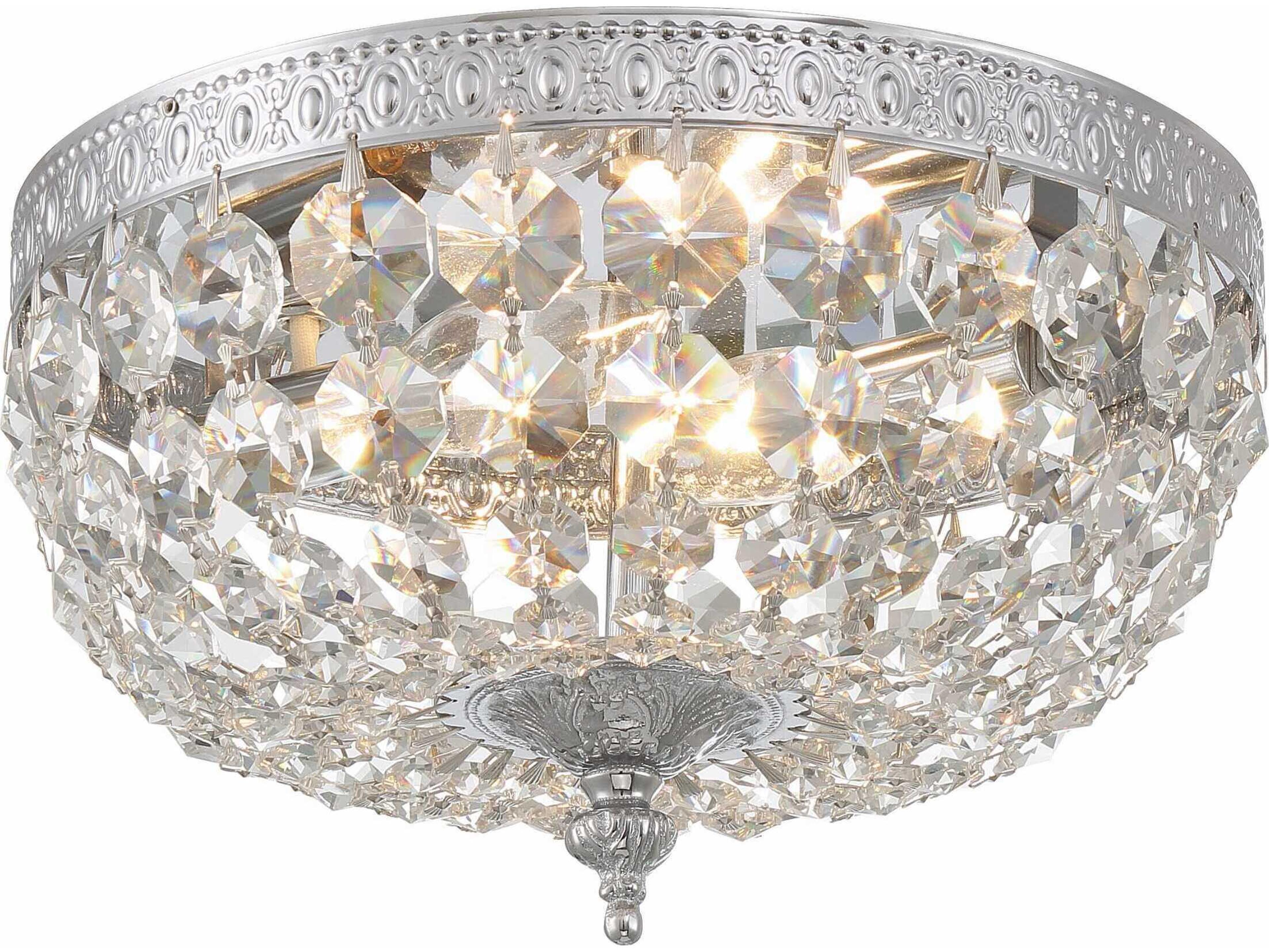 Crystorama 2-Light Brass Crystal Bowl Flush Mount