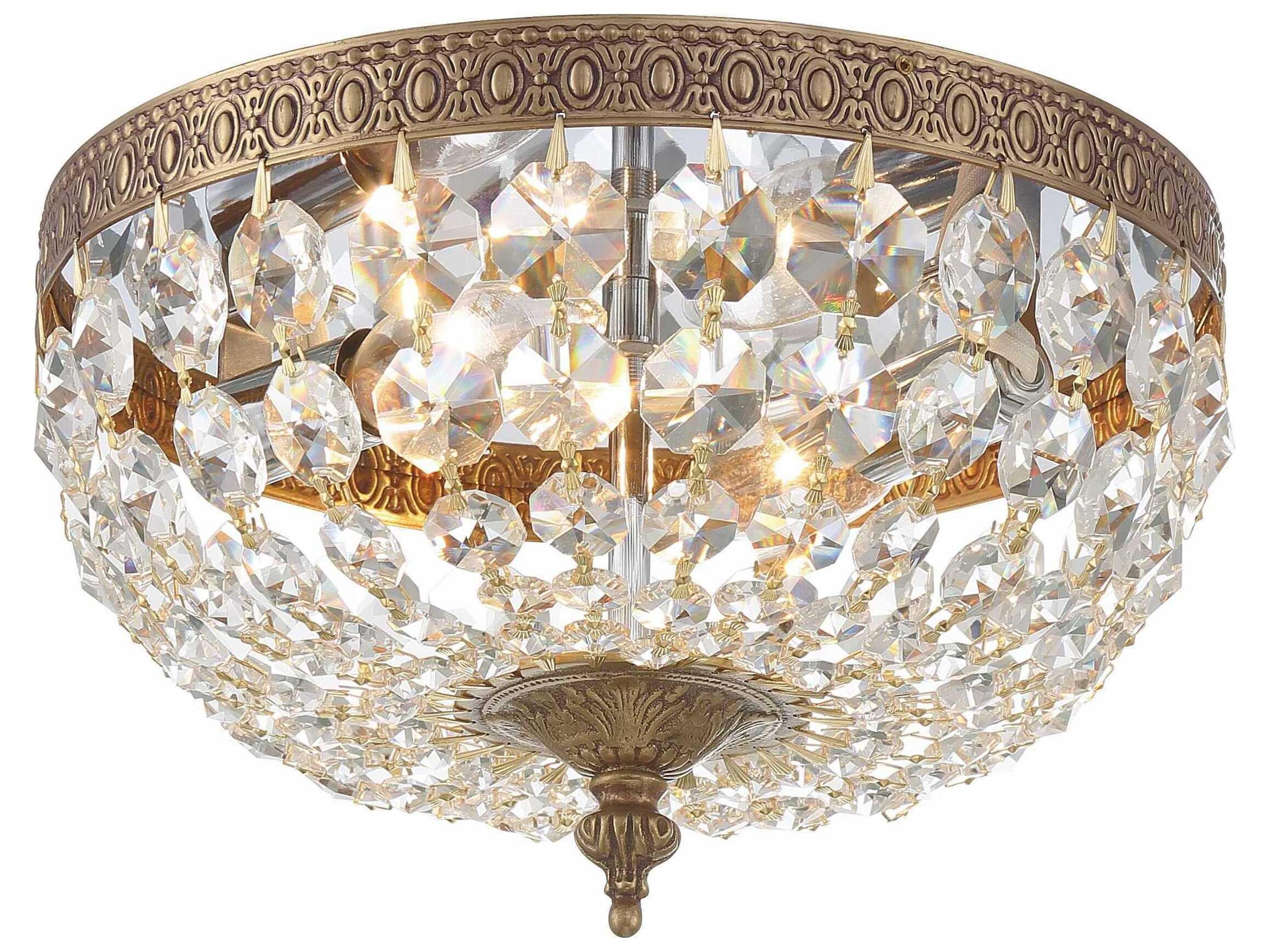 Crystorama 2-Light Brass Crystal Bowl Flush Mount