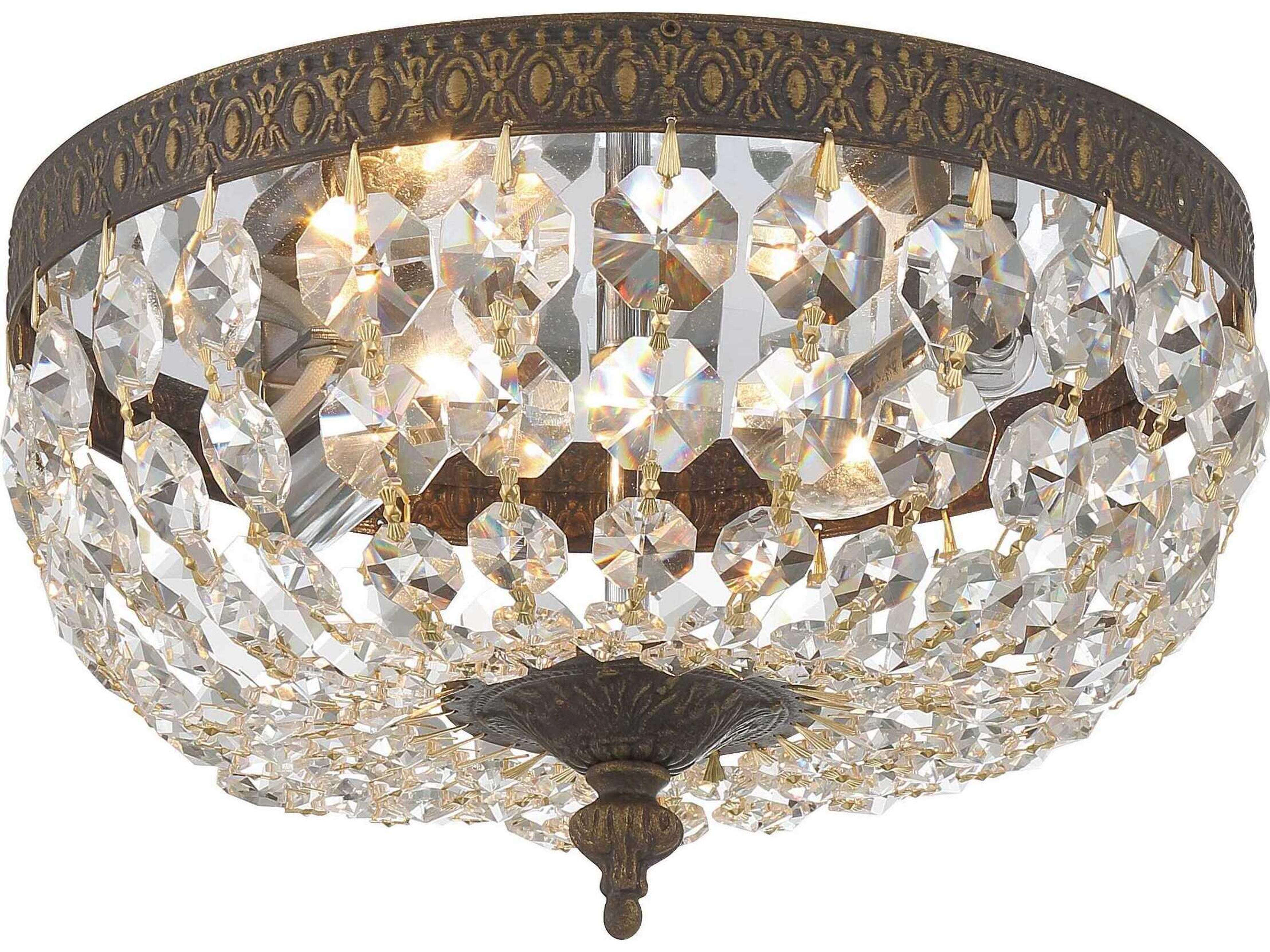 Crystorama 2-Light Brass Crystal Bowl Flush Mount