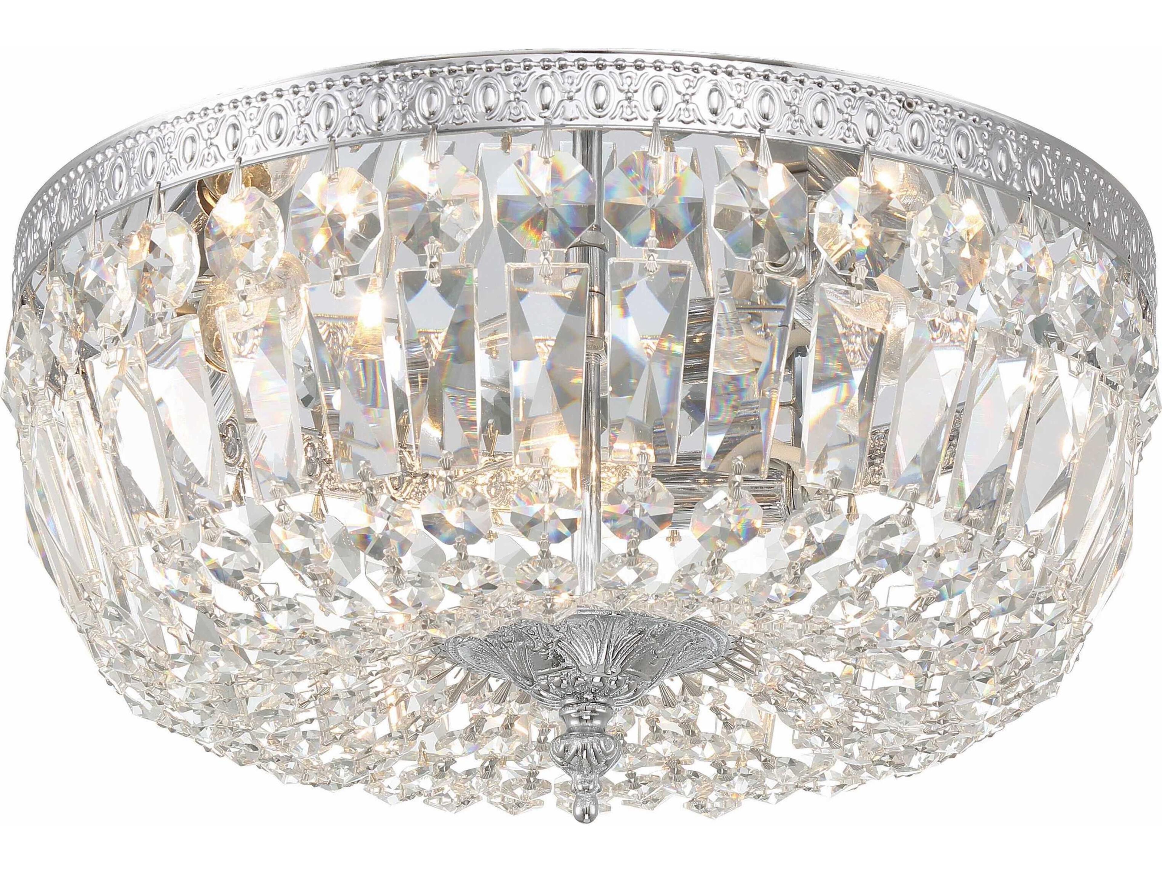 Crystorama 3-Light Chrome Crystal Bowl Flush Mount