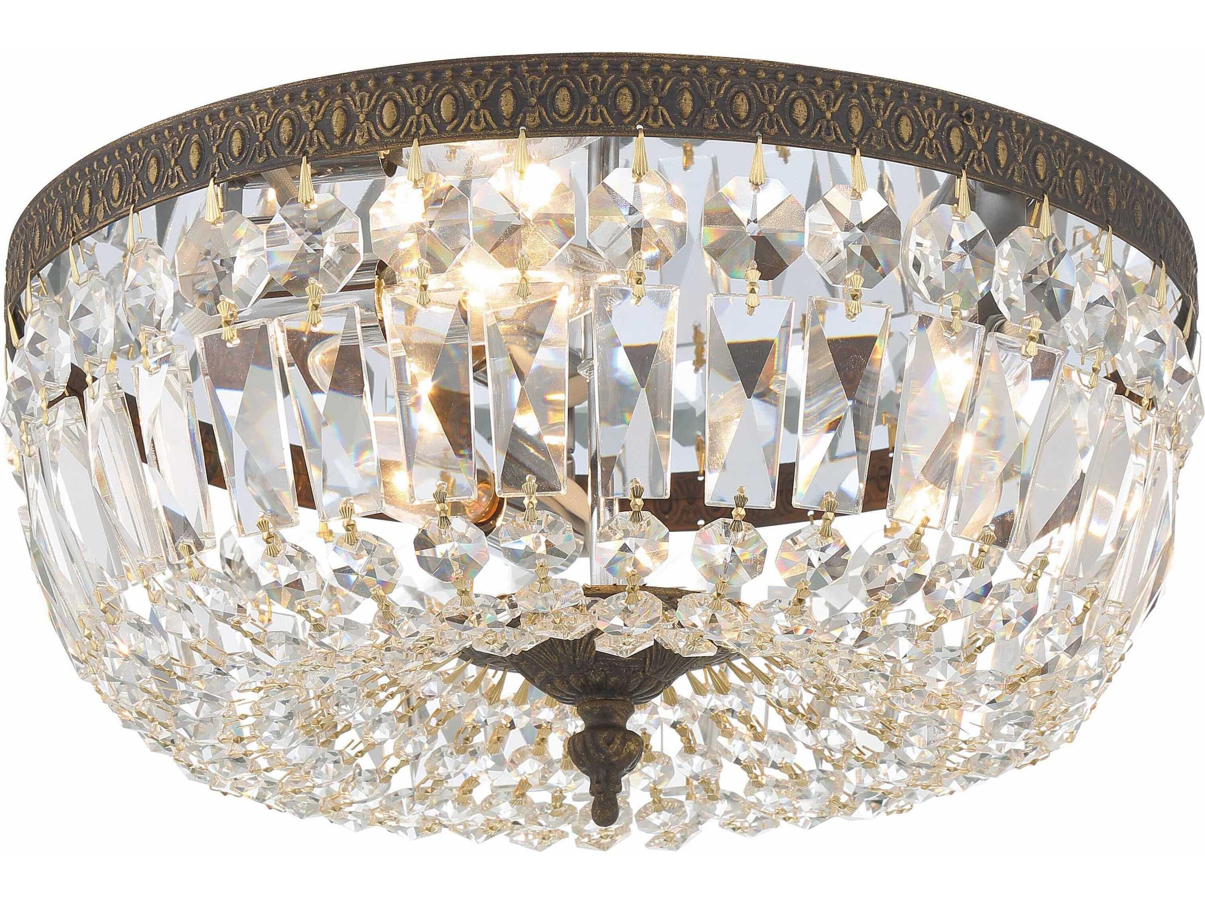 Crystorama 3-Light Chrome Crystal Bowl Flush Mount