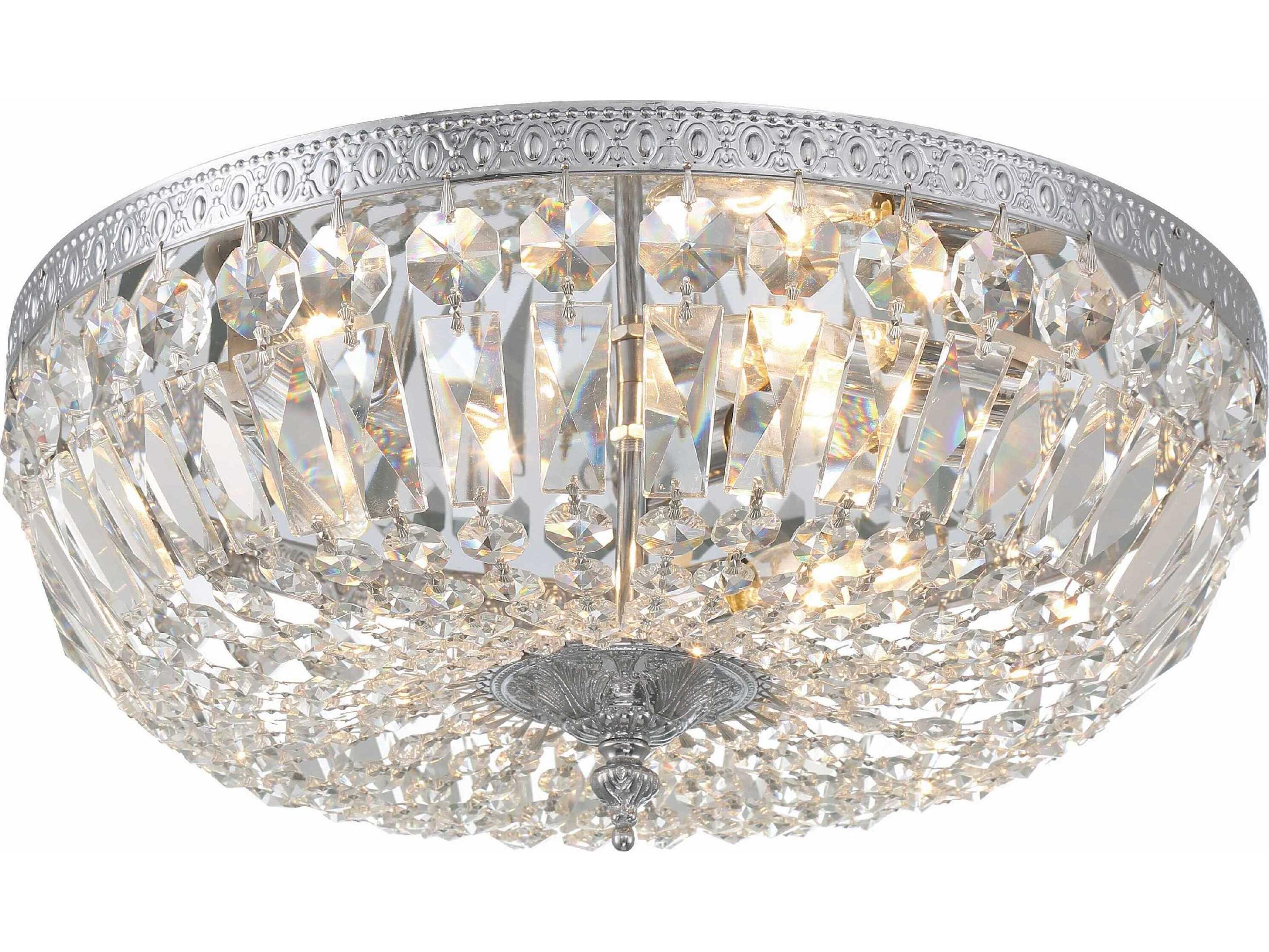 Crystorama 3-Light Brass Crystal Bowl Flush Mount