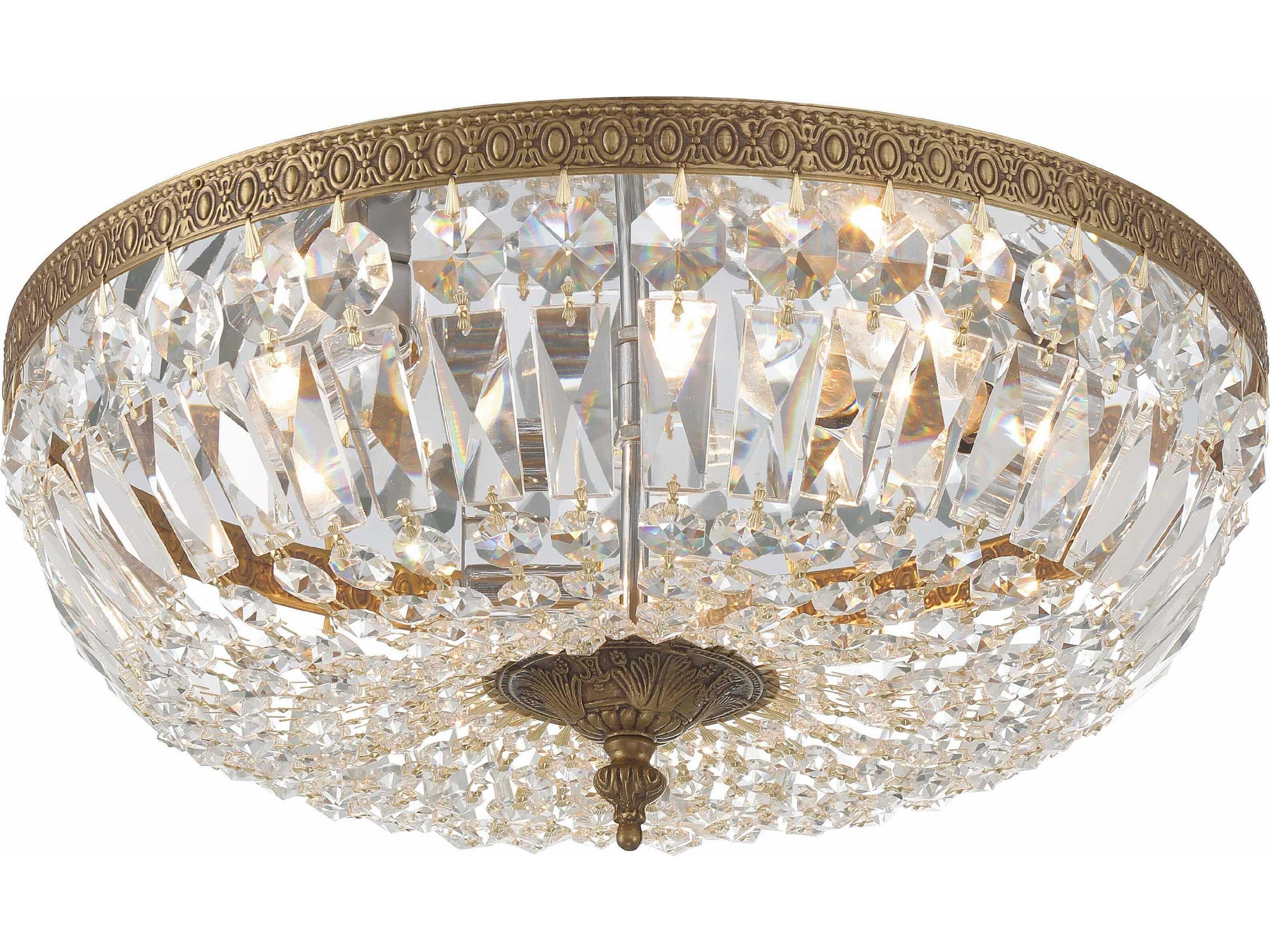 Crystorama 3-Light Brass Crystal Bowl Flush Mount