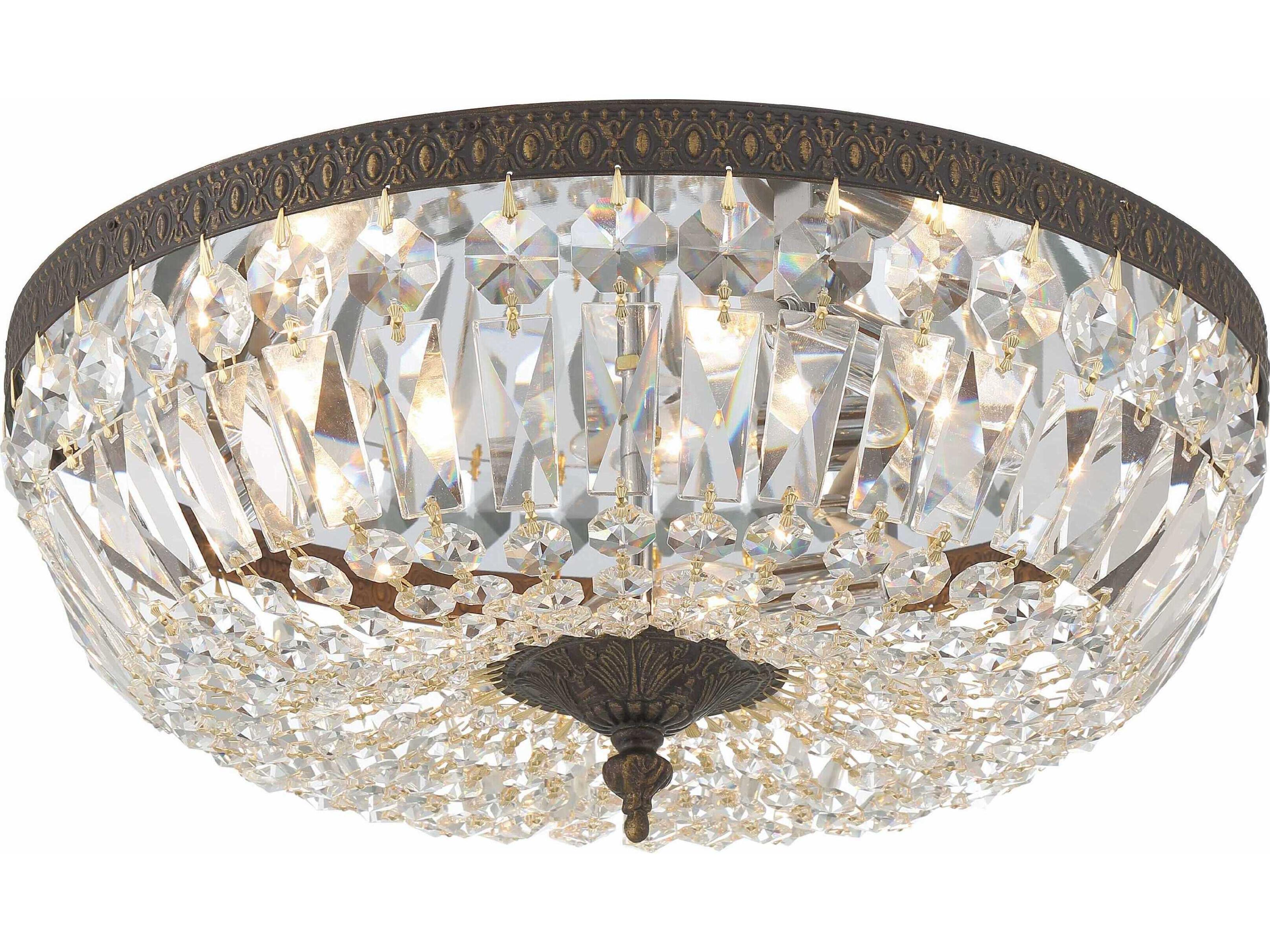 Crystorama 3-Light Brass Crystal Bowl Flush Mount