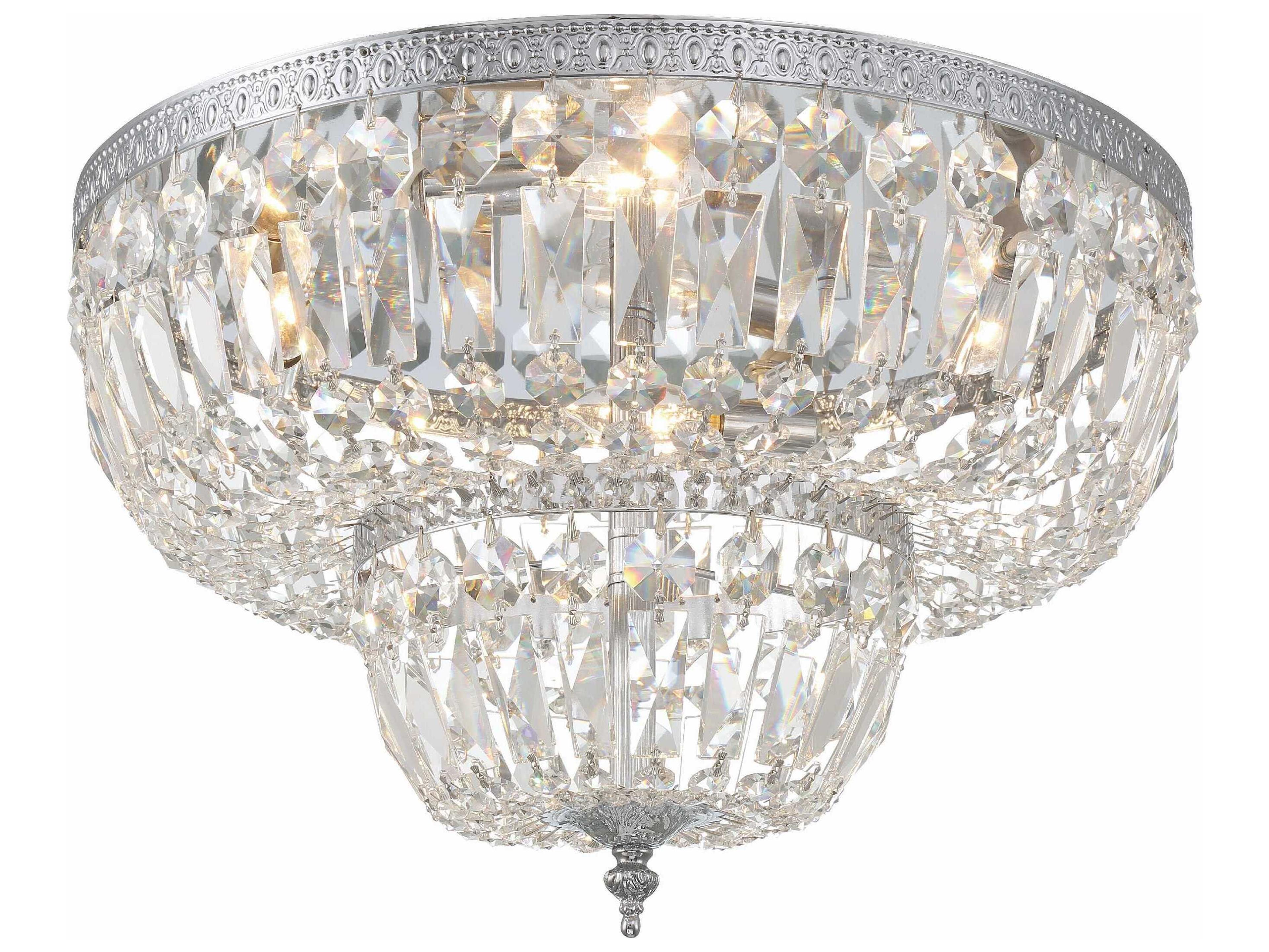 Crystorama 4-Light Brass Crystal Bowl Flush Mount