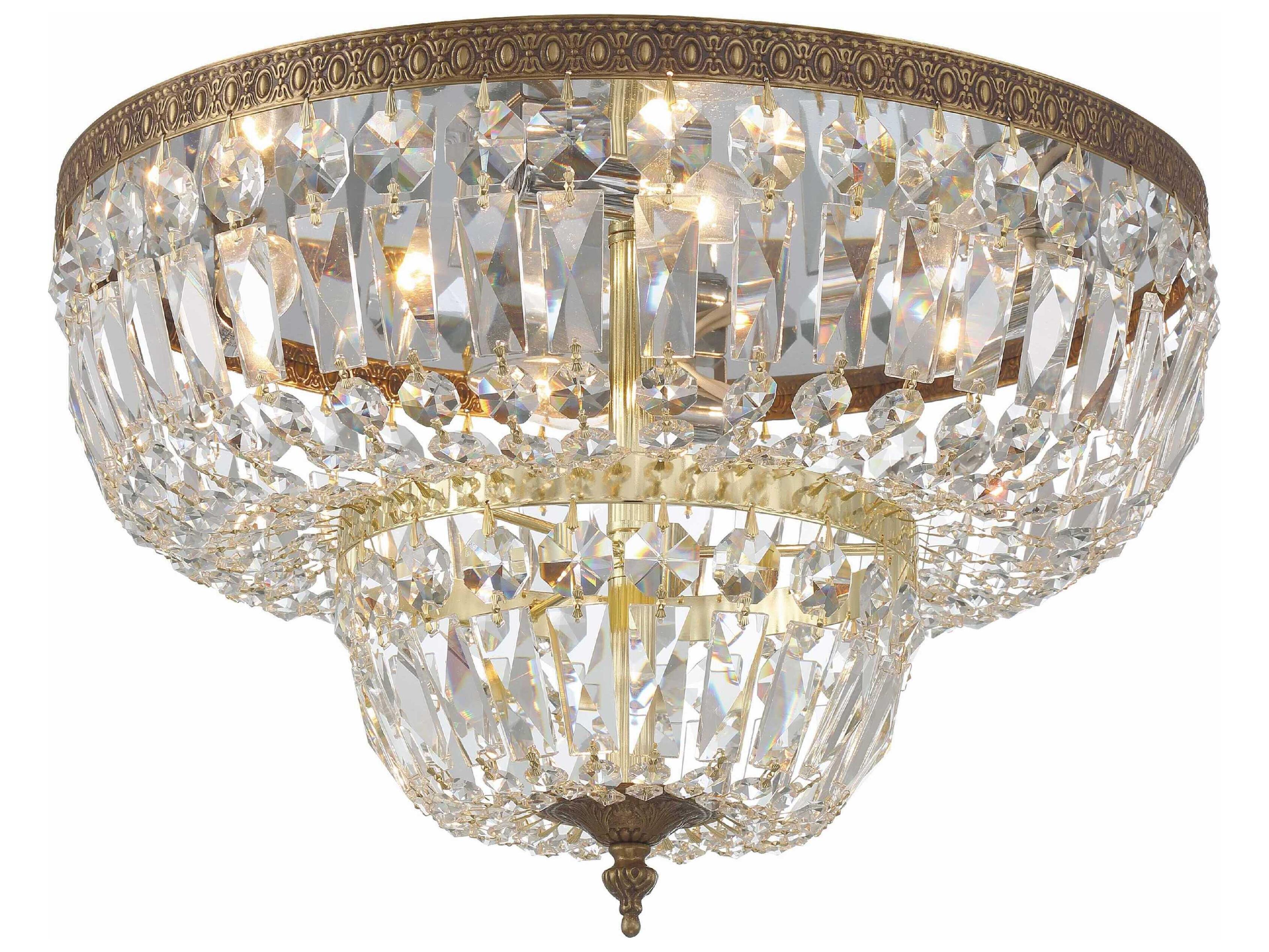 Crystorama 4-Light Brass Crystal Bowl Flush Mount