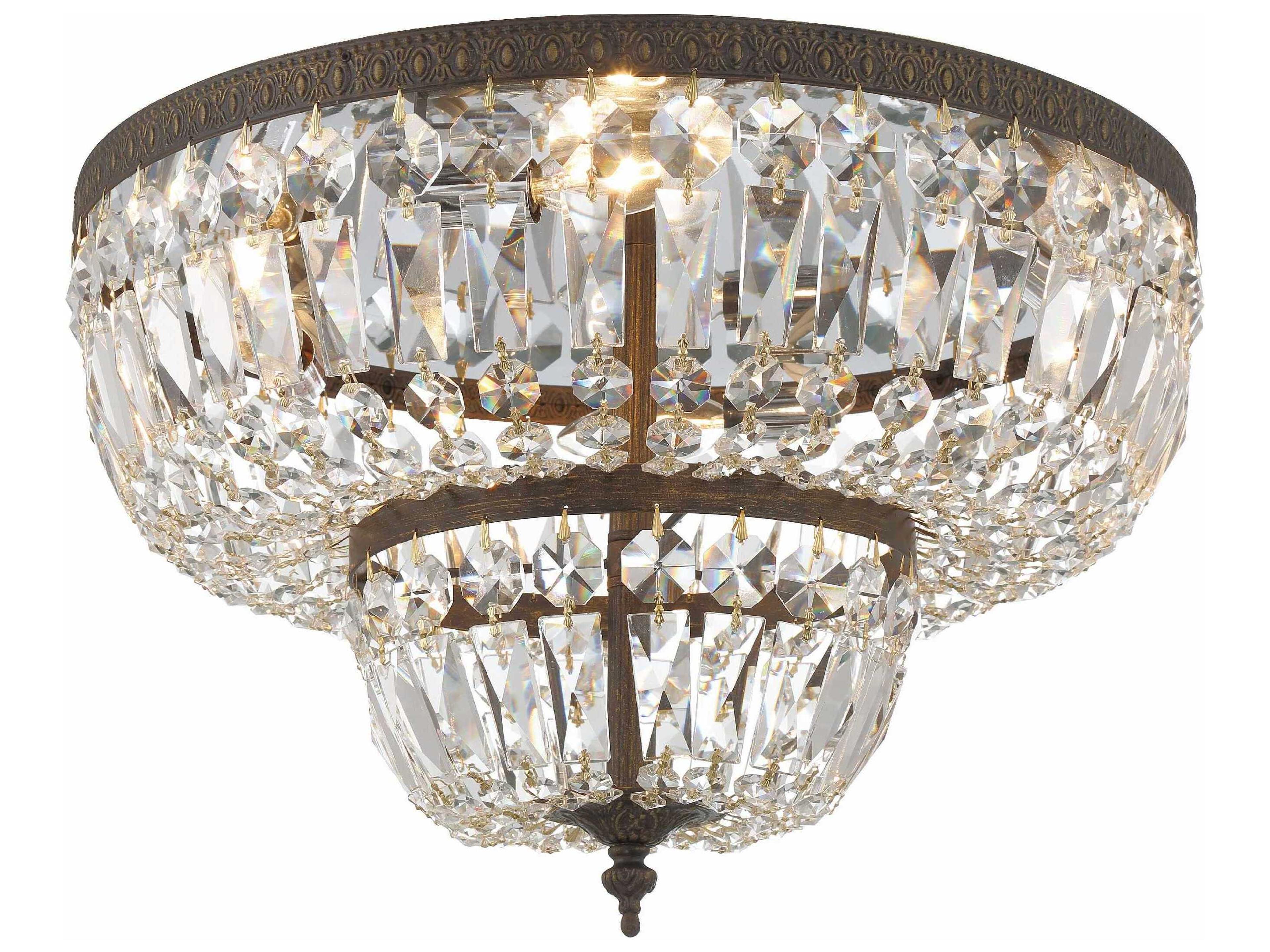 Crystorama 4-Light Brass Crystal Bowl Flush Mount