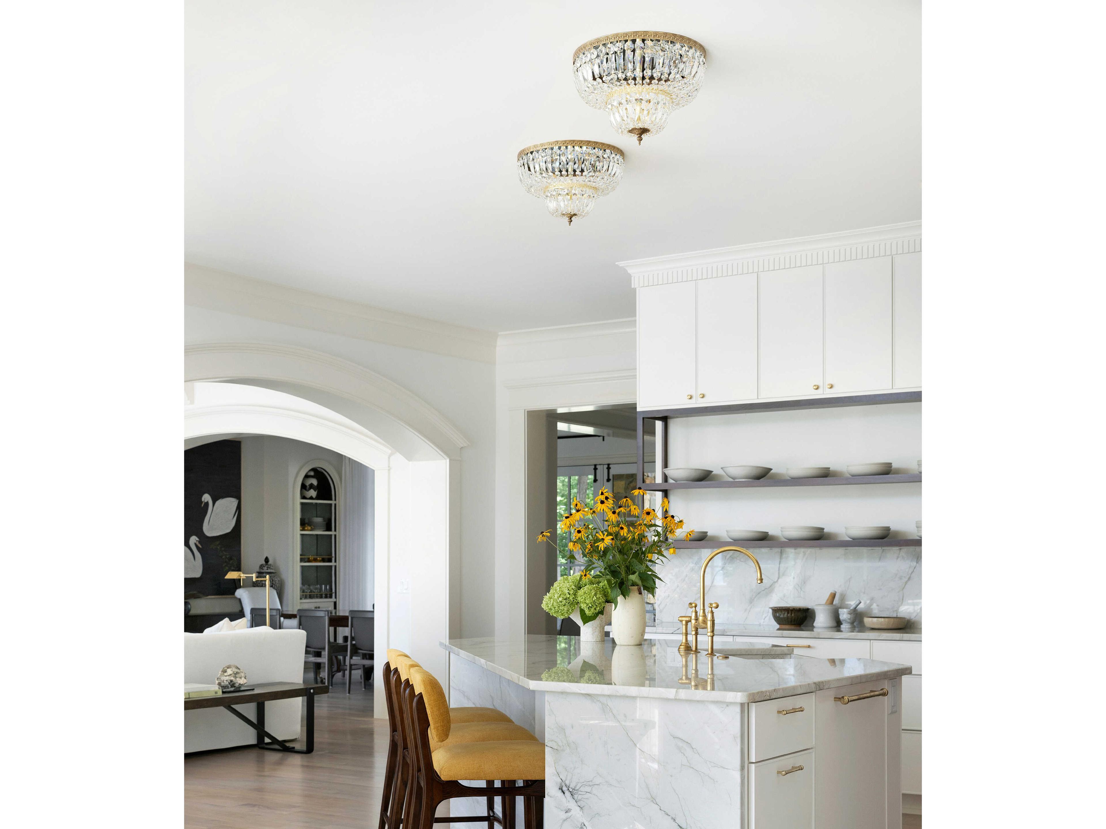 Crystorama 4-Light Brass Crystal Bowl Flush Mount