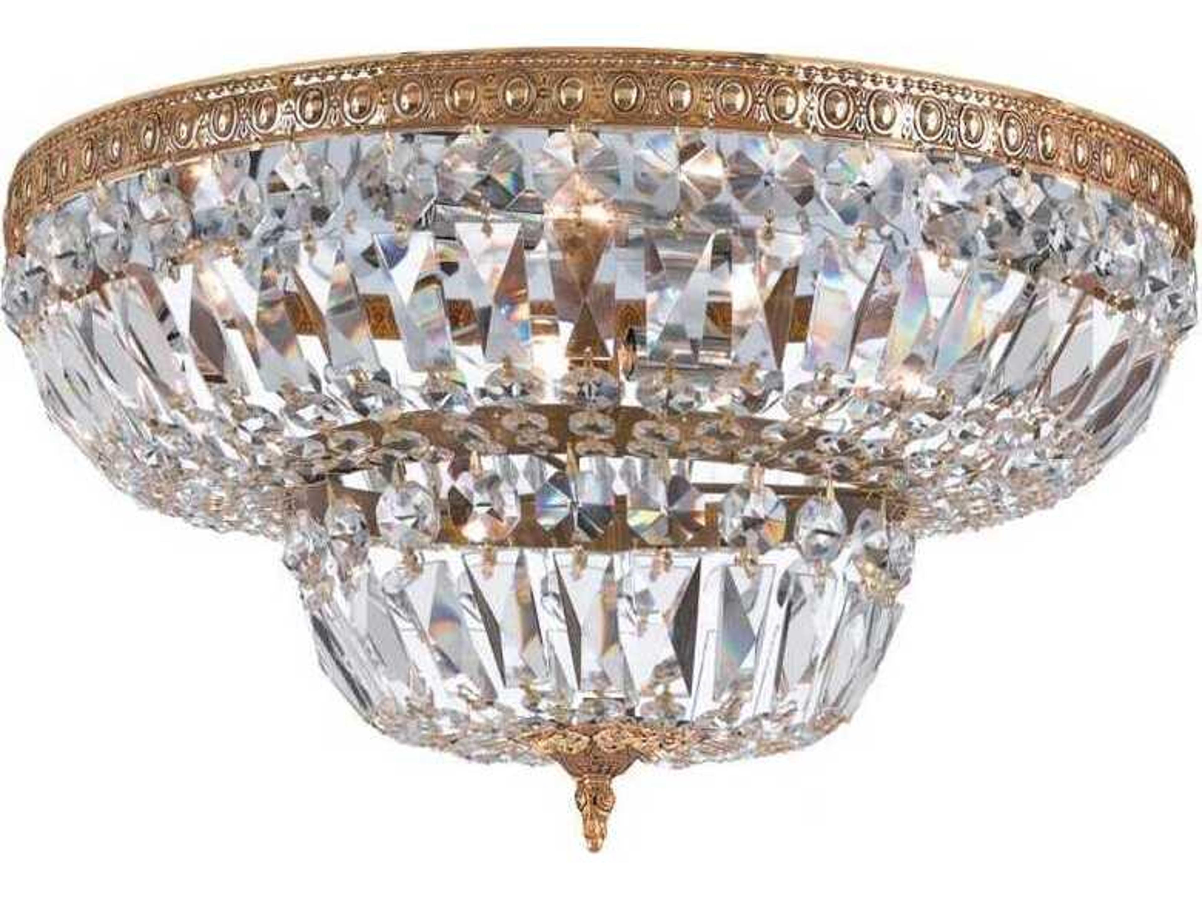 Crystorama 8-Light Olde Brass Crystal Bowl Flush Mount