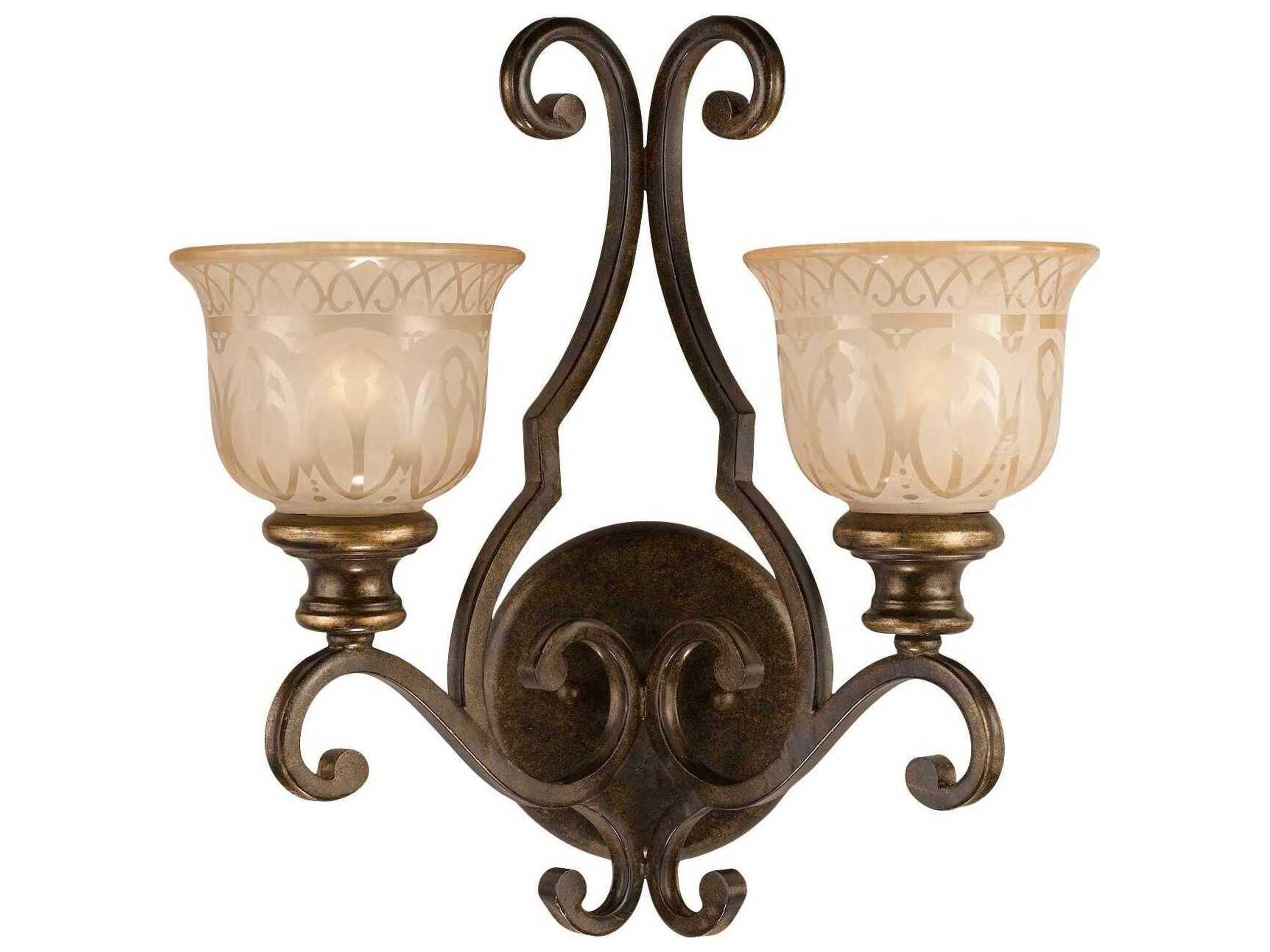 Norwalk 2-Light Bronze Umber Glass Wall Sconce