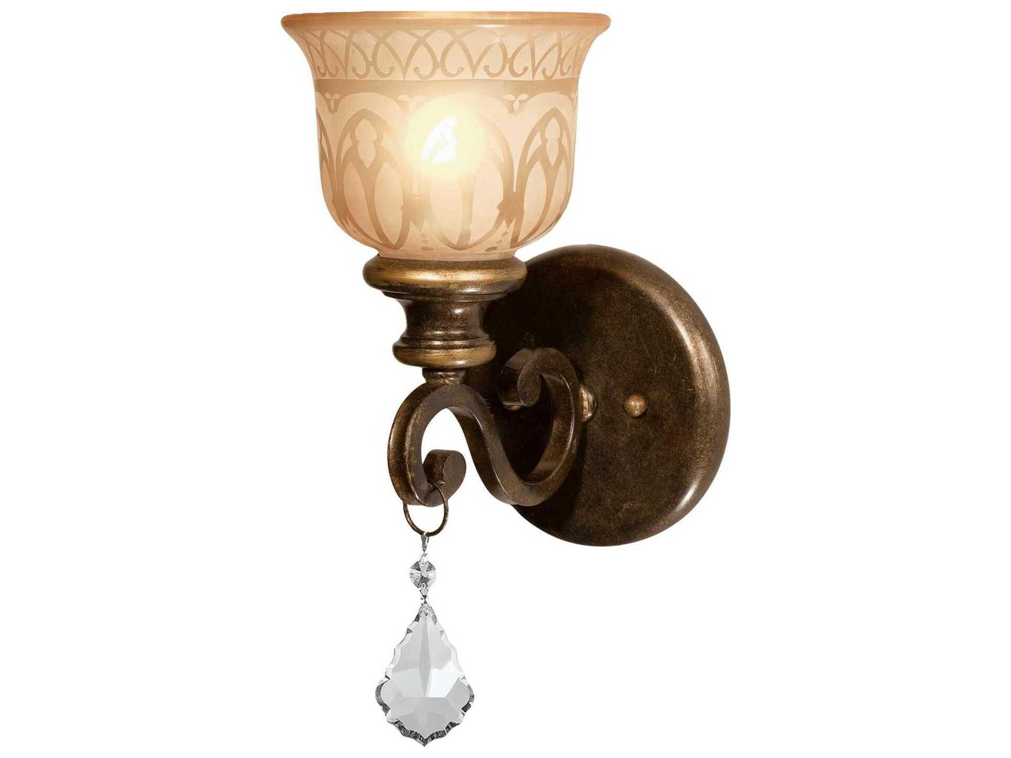 Norwalk 1-Light Bronze Umber Crystal Glass Wall Sconce