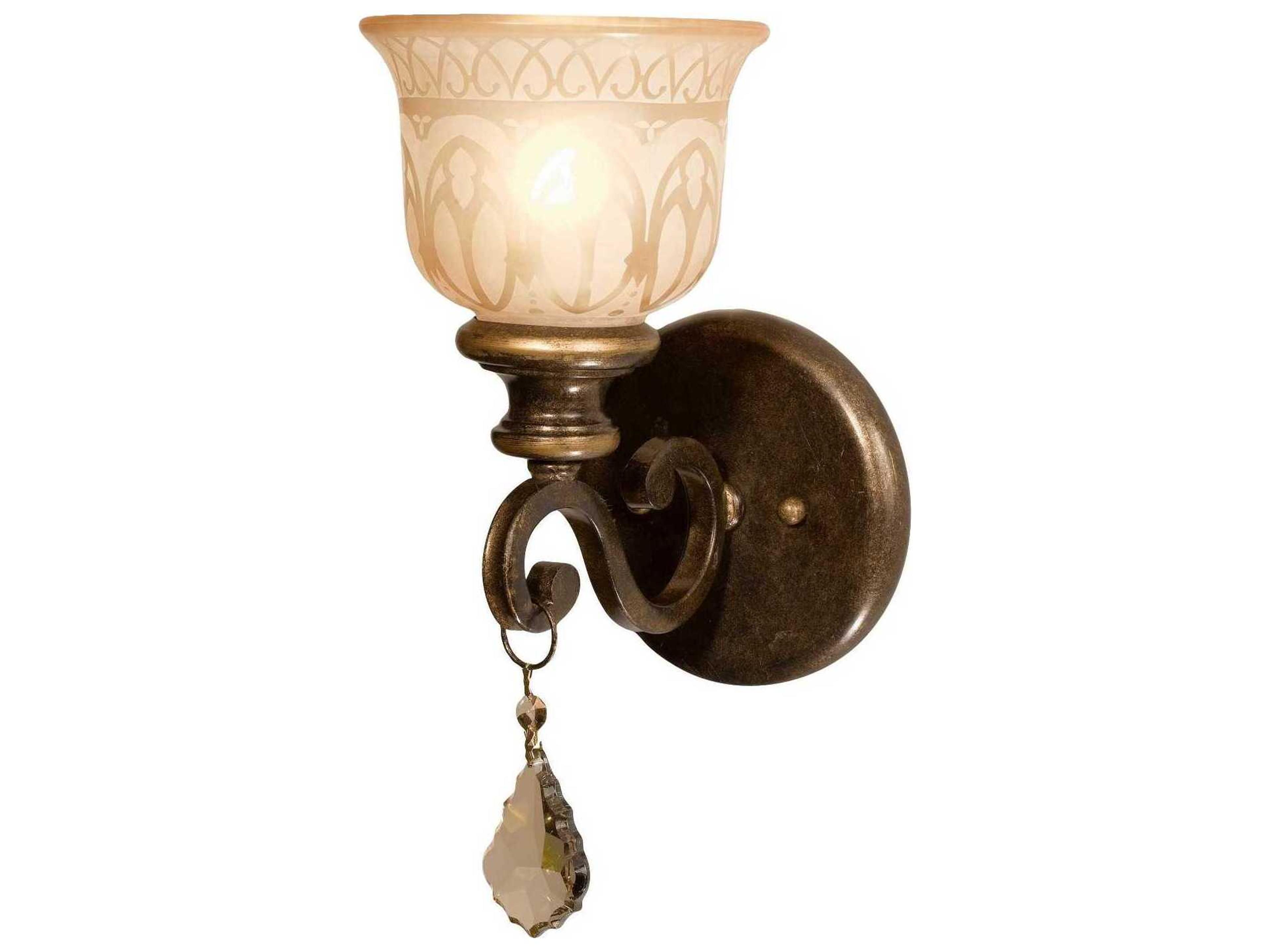 Crystorama Norwalk 1-Light Bronze Umber Crystal Glass Wall Sconce