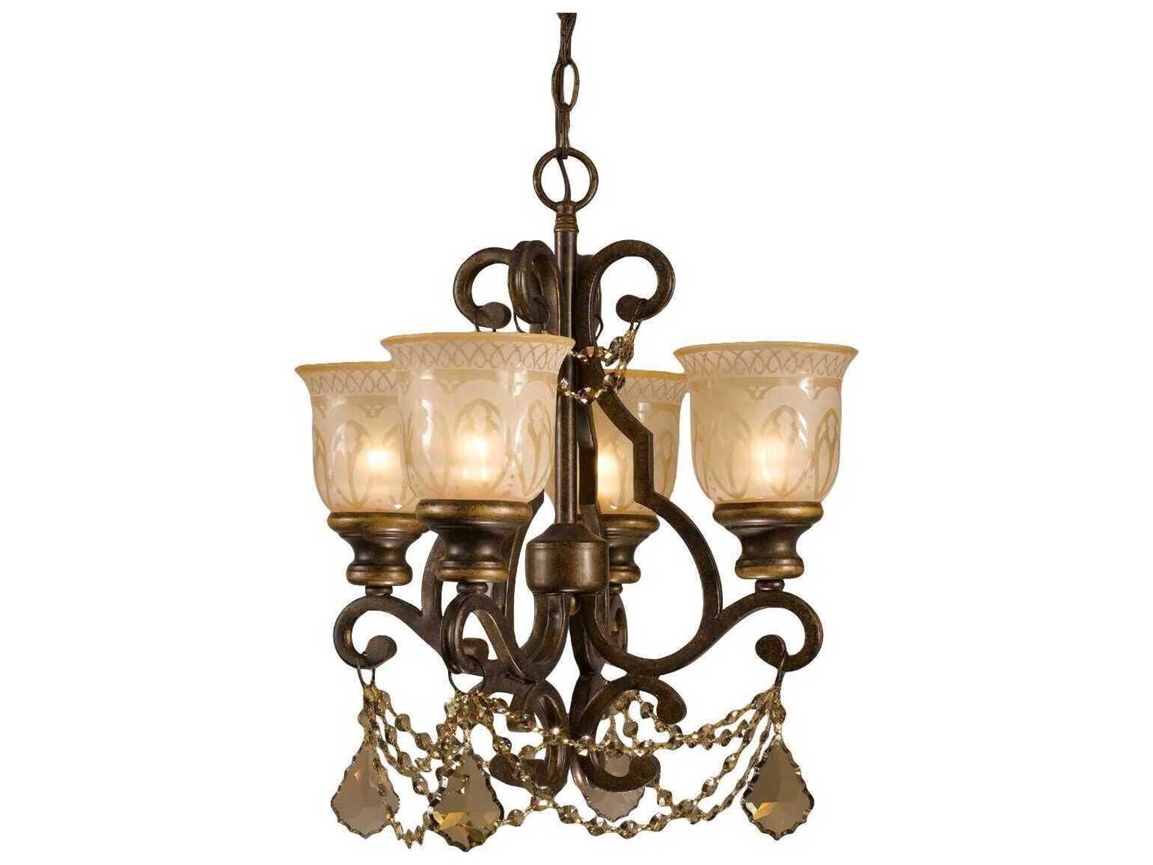 Crystorama Norwalk 4-Light Bronze Umber Crystal Glass Bell Chandelier