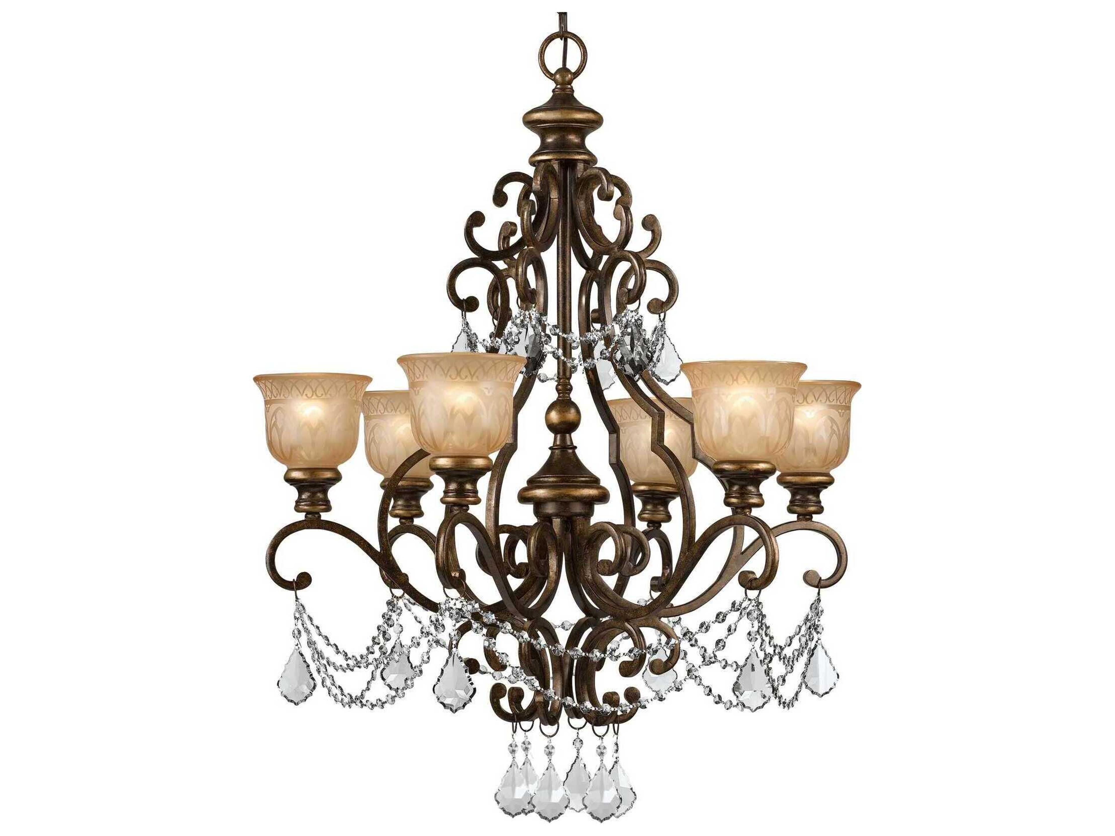 Crystorama Norwalk 6-Light Bronze Umber Crystal Glass Bell Chandelier