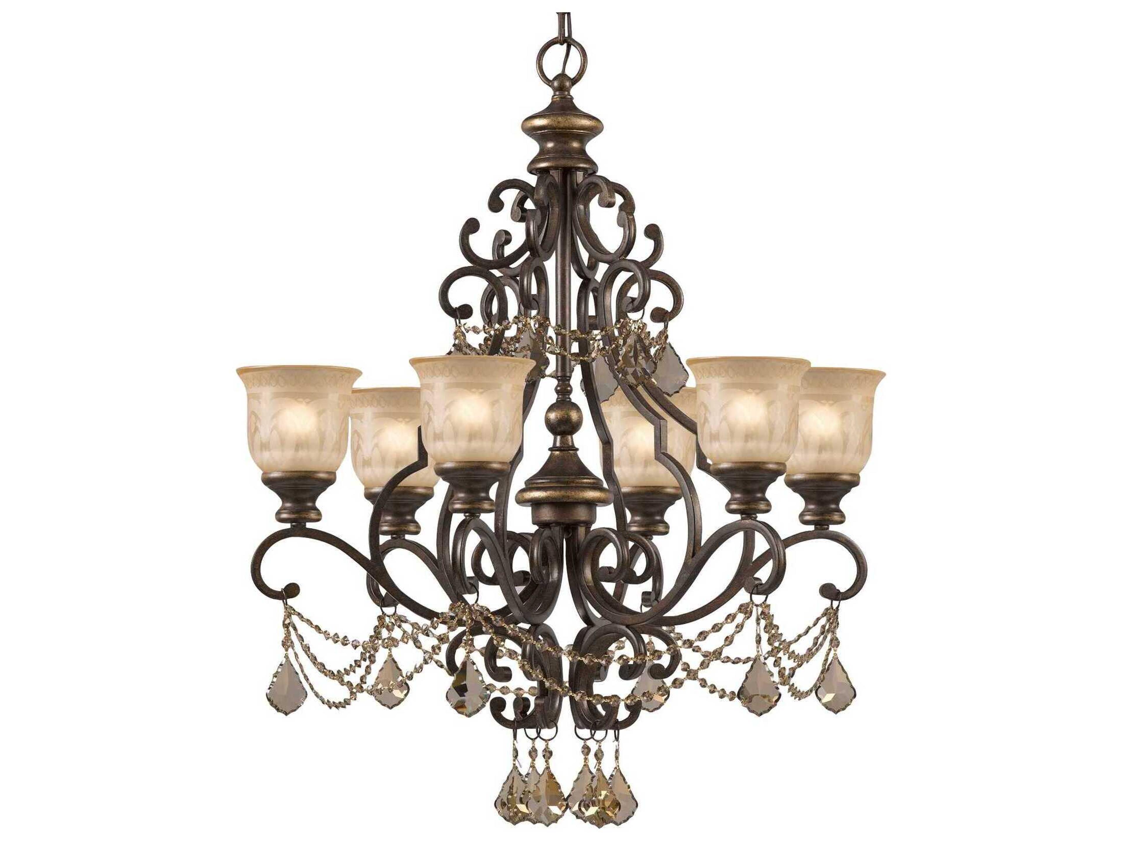 Crystorama Norwalk 6-Light Bronze Umber Crystal Glass Bell Chandelier
