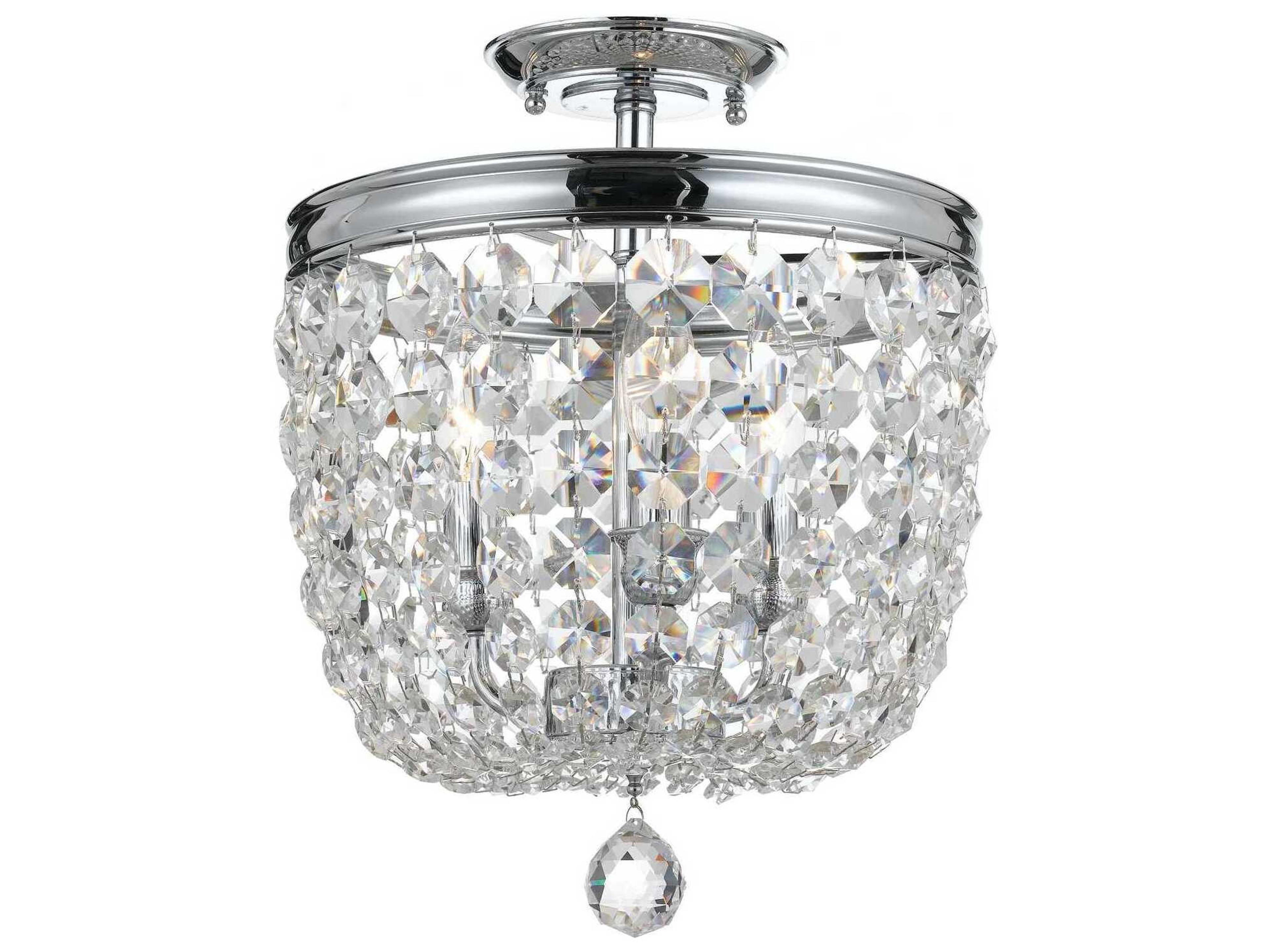 Crystorama Archer 3-Light Black Crystal Bowl Semi Flush Mount