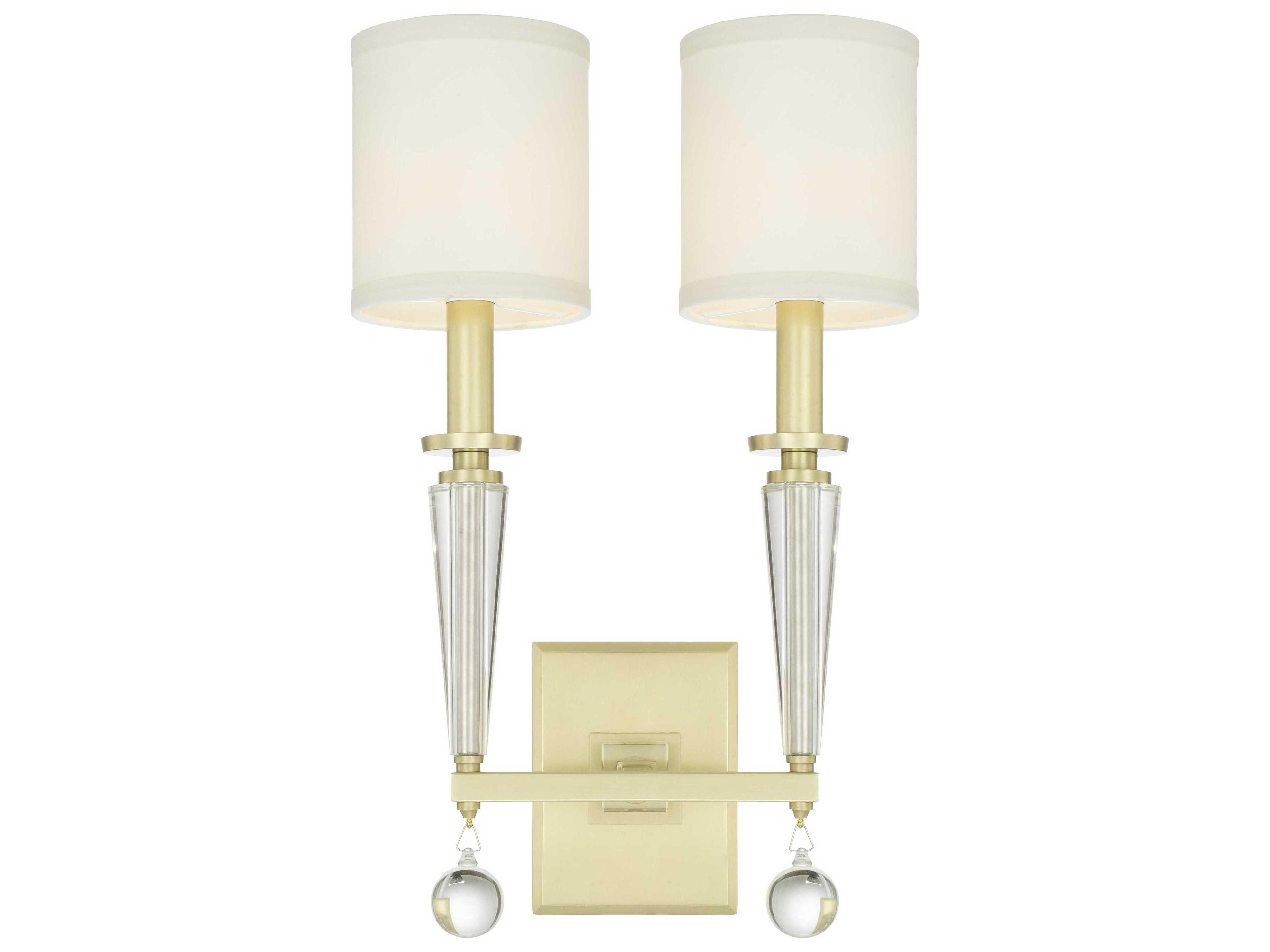 Crystorama Paxton 2-Light Brass Glass Wall Sconce