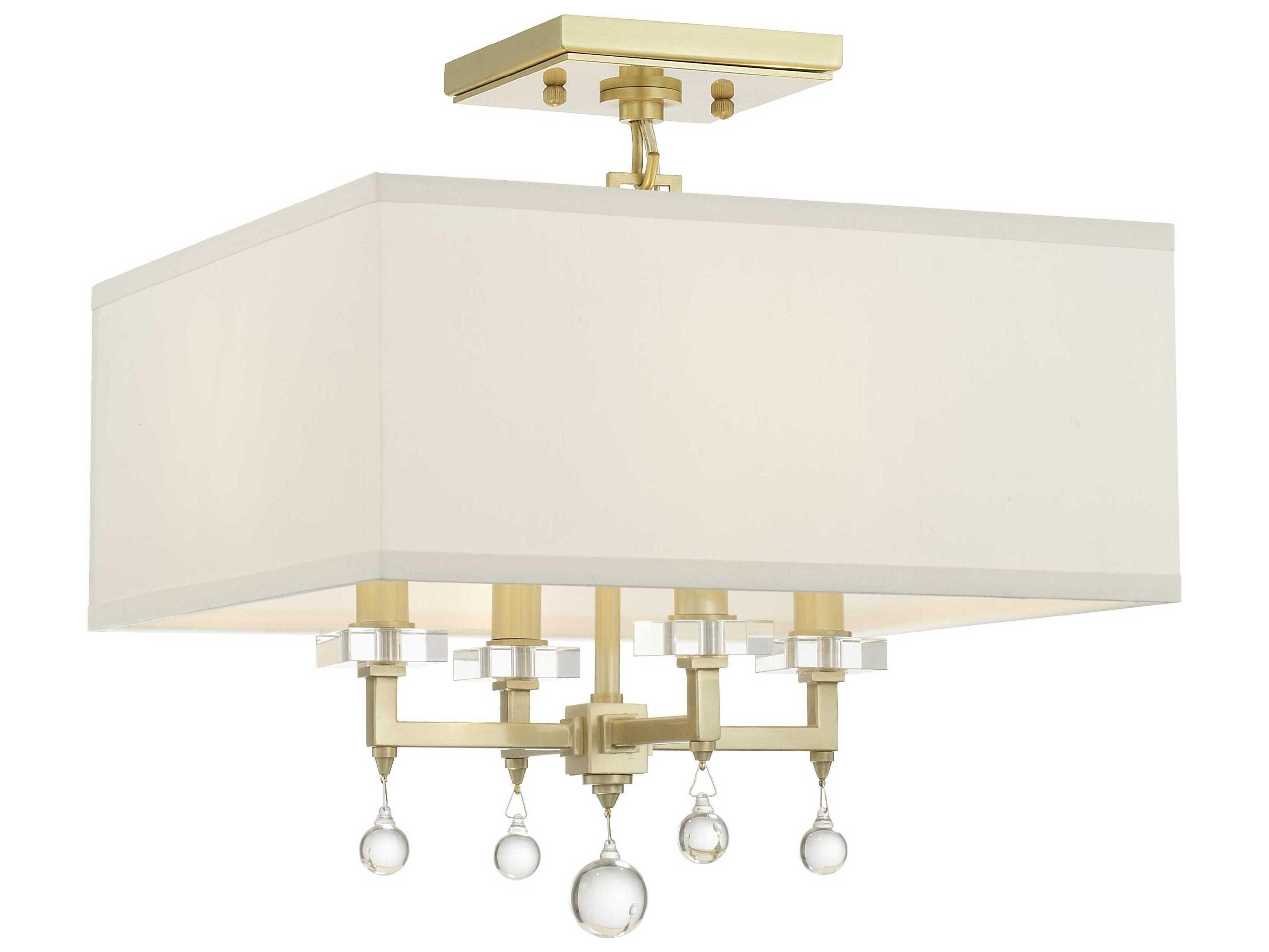 Paxton 4-Light Aged Brass Glass Semi Flush Mount