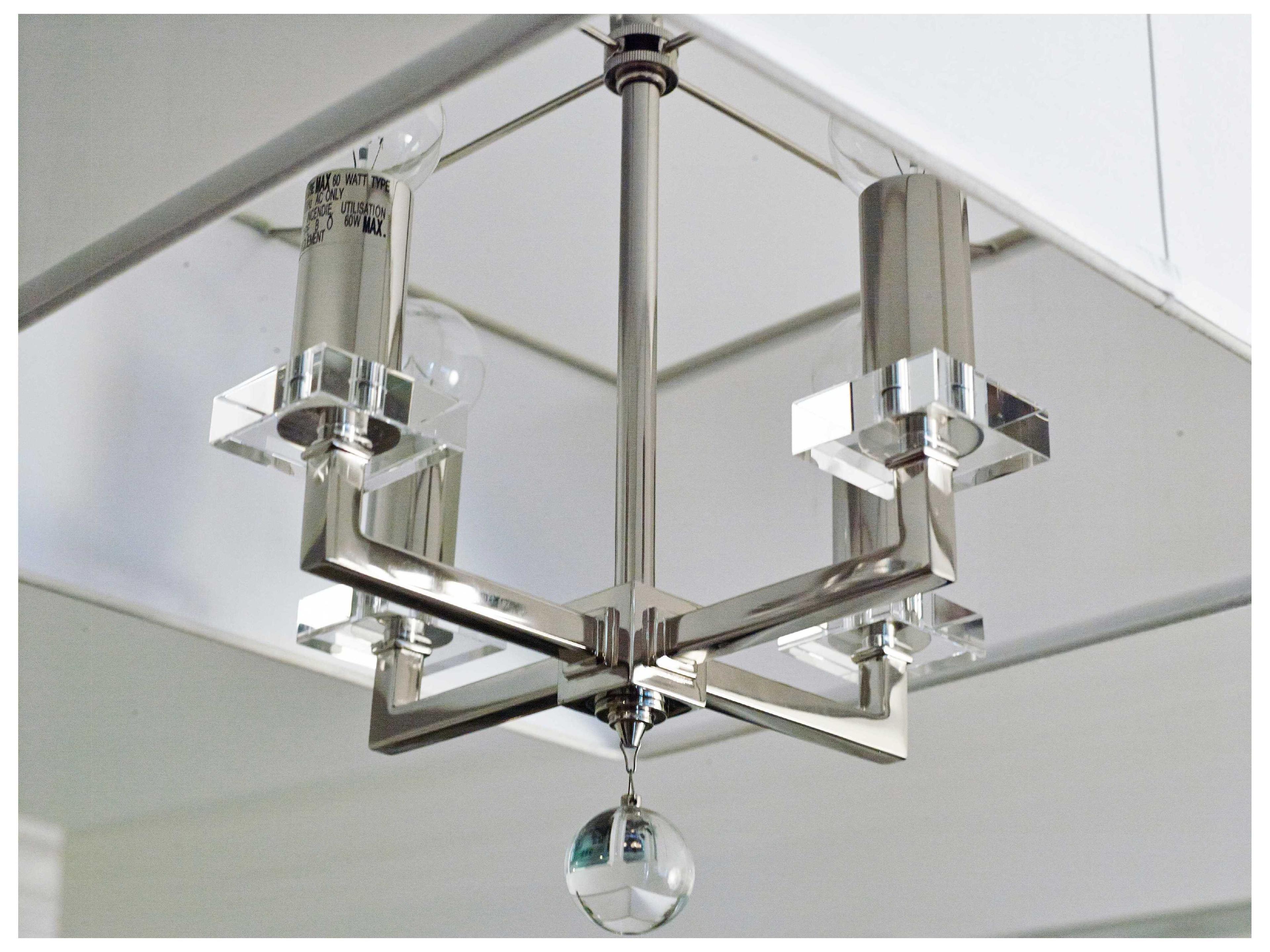 Crystorama Paxton 4-Light Polished Nickel Glass Candelabra Chandelier