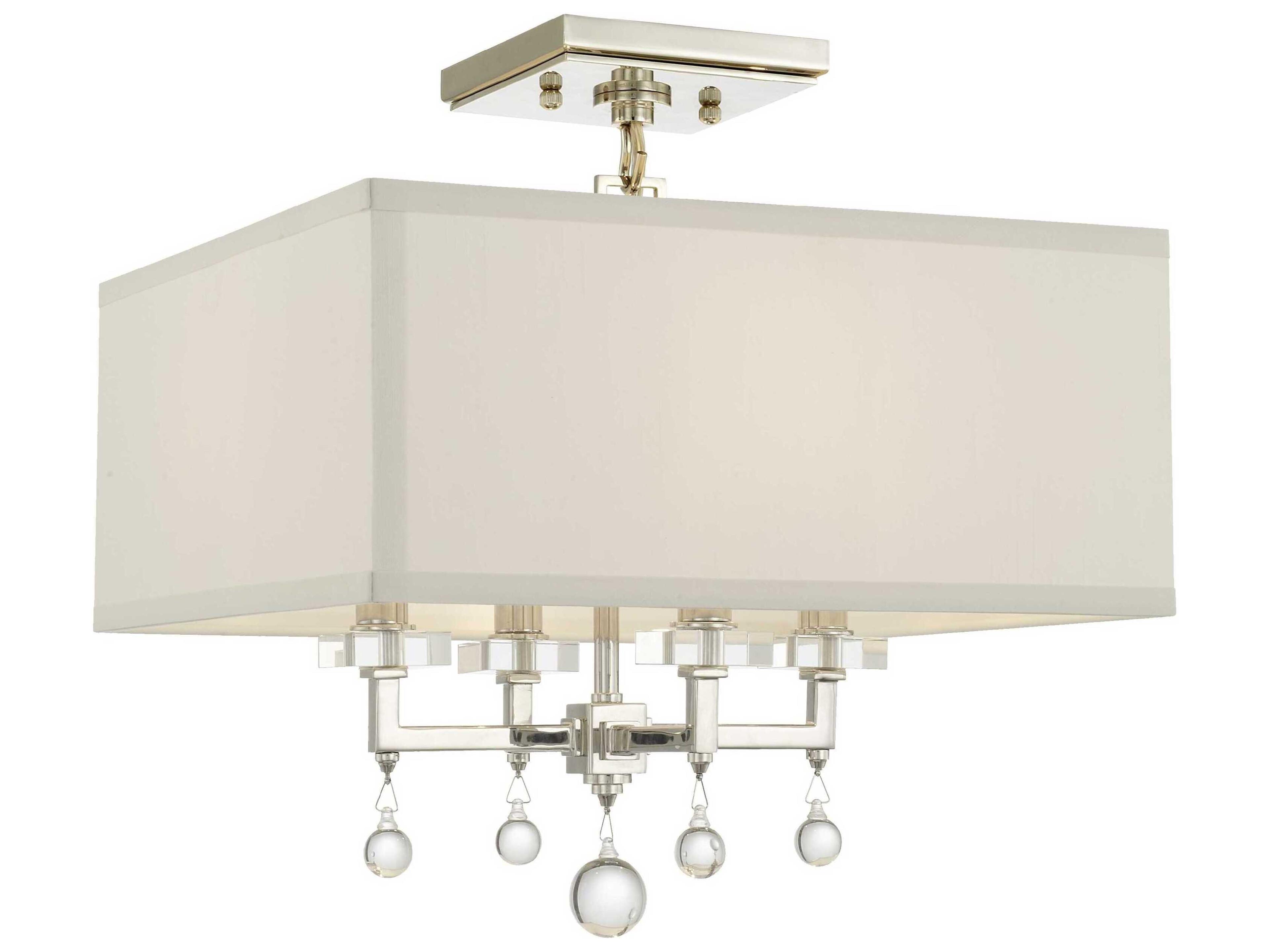 Paxton 4-Light Polished Nickel Glass Semi Flush Mount
