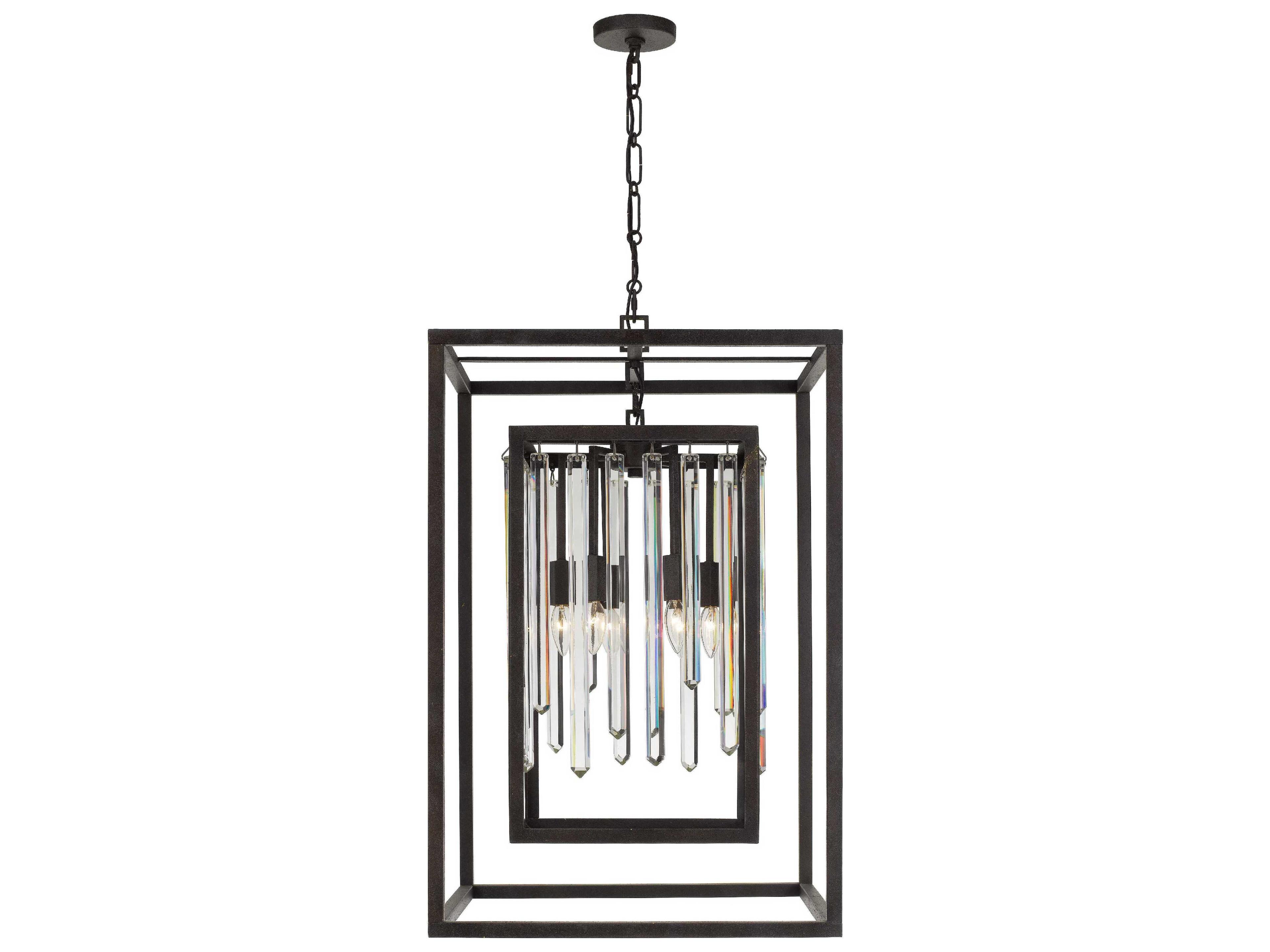 Hollis 6-Light Forged Bronze Crystal Geometric Chandelier