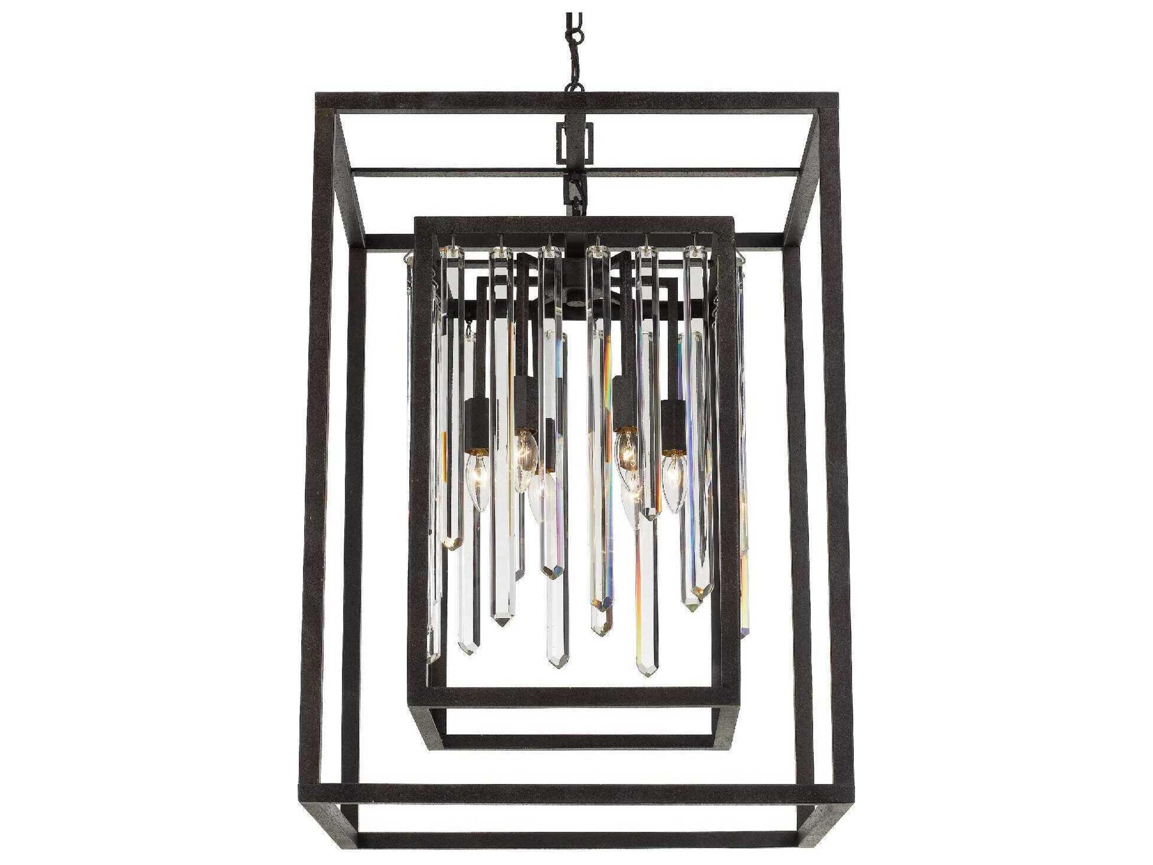 Crystorama Hollis 6-Light Forged Bronze Crystal Geometric Chandelier