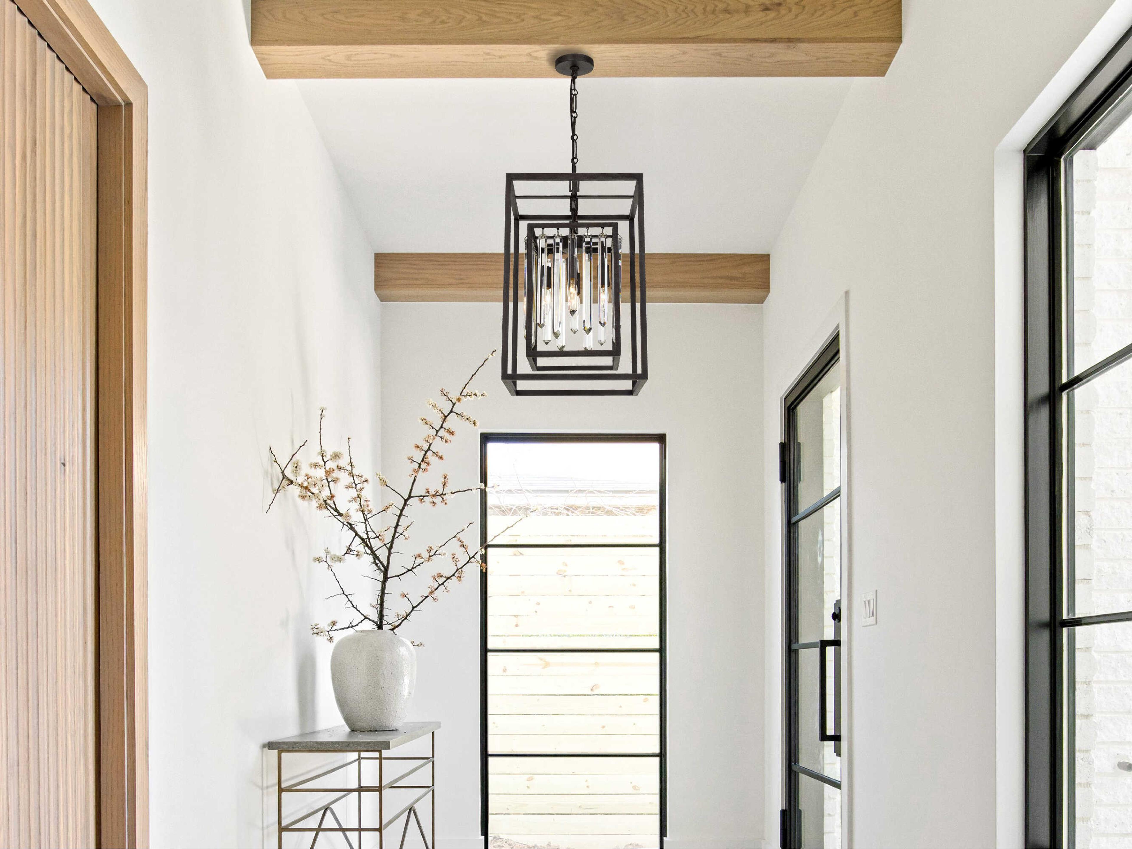 Crystorama Hollis 6-Light Forged Bronze Crystal Geometric Chandelier