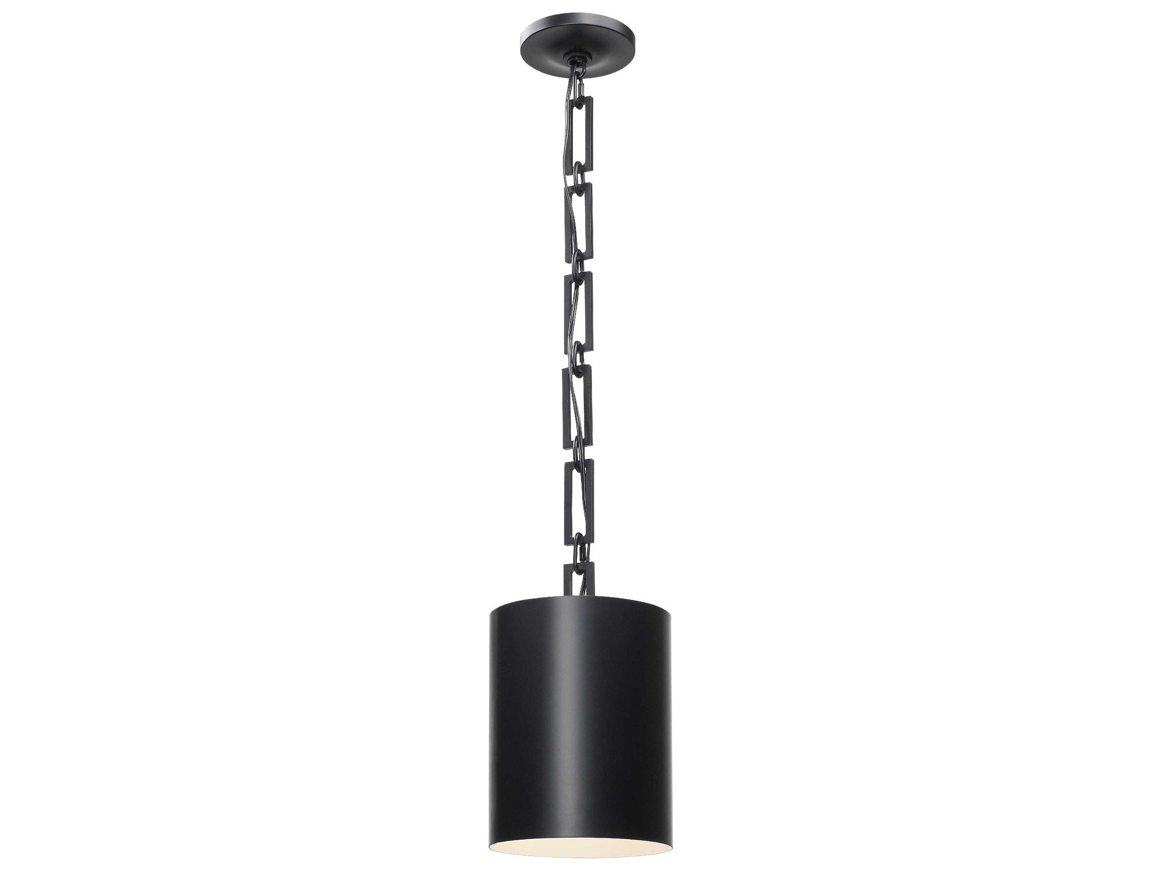 Alston 1-Light Matte Black White Cylinder Mini Pendant