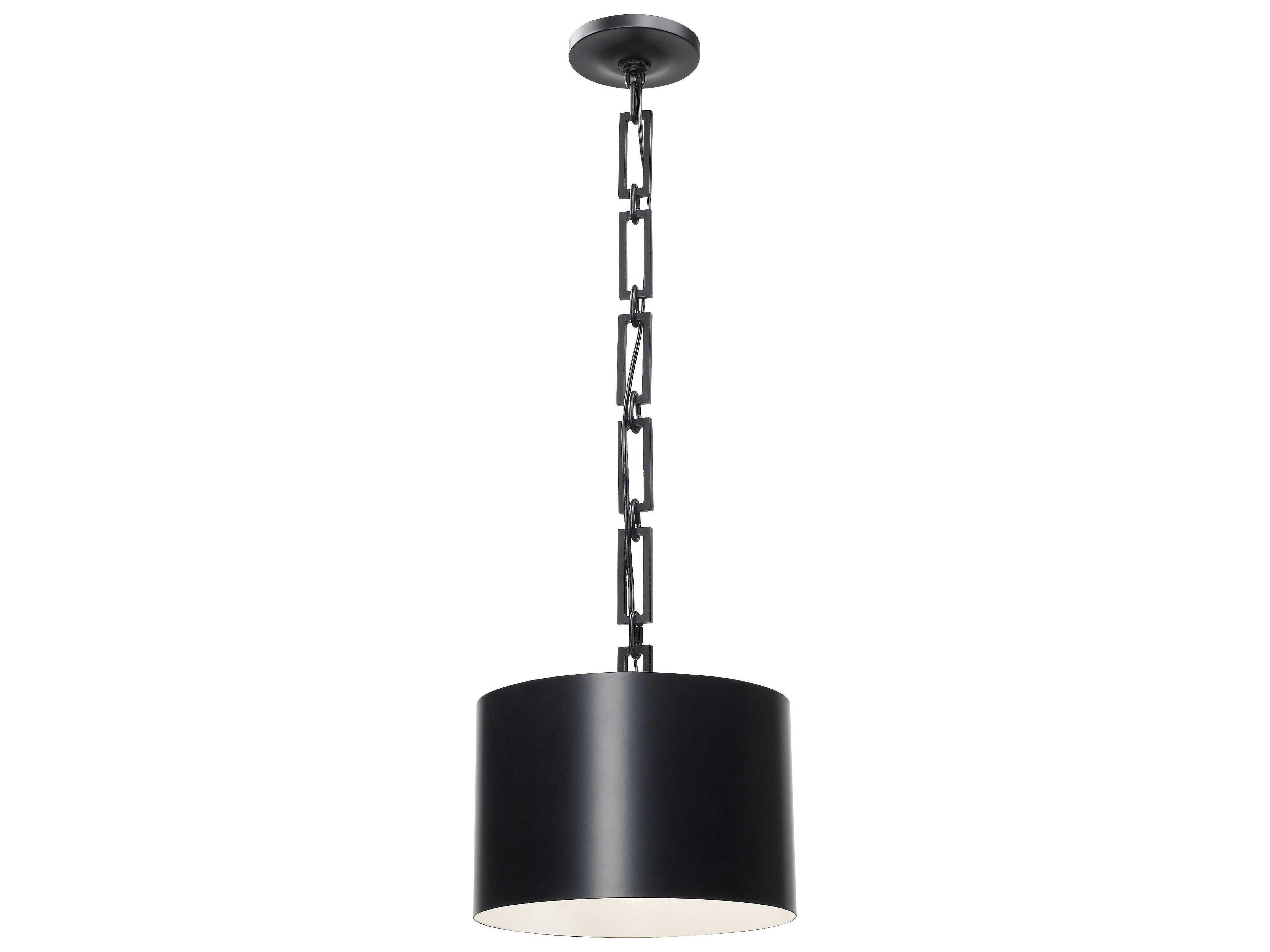 Alston 1-Light Matte Black White Drum Mini Pendant