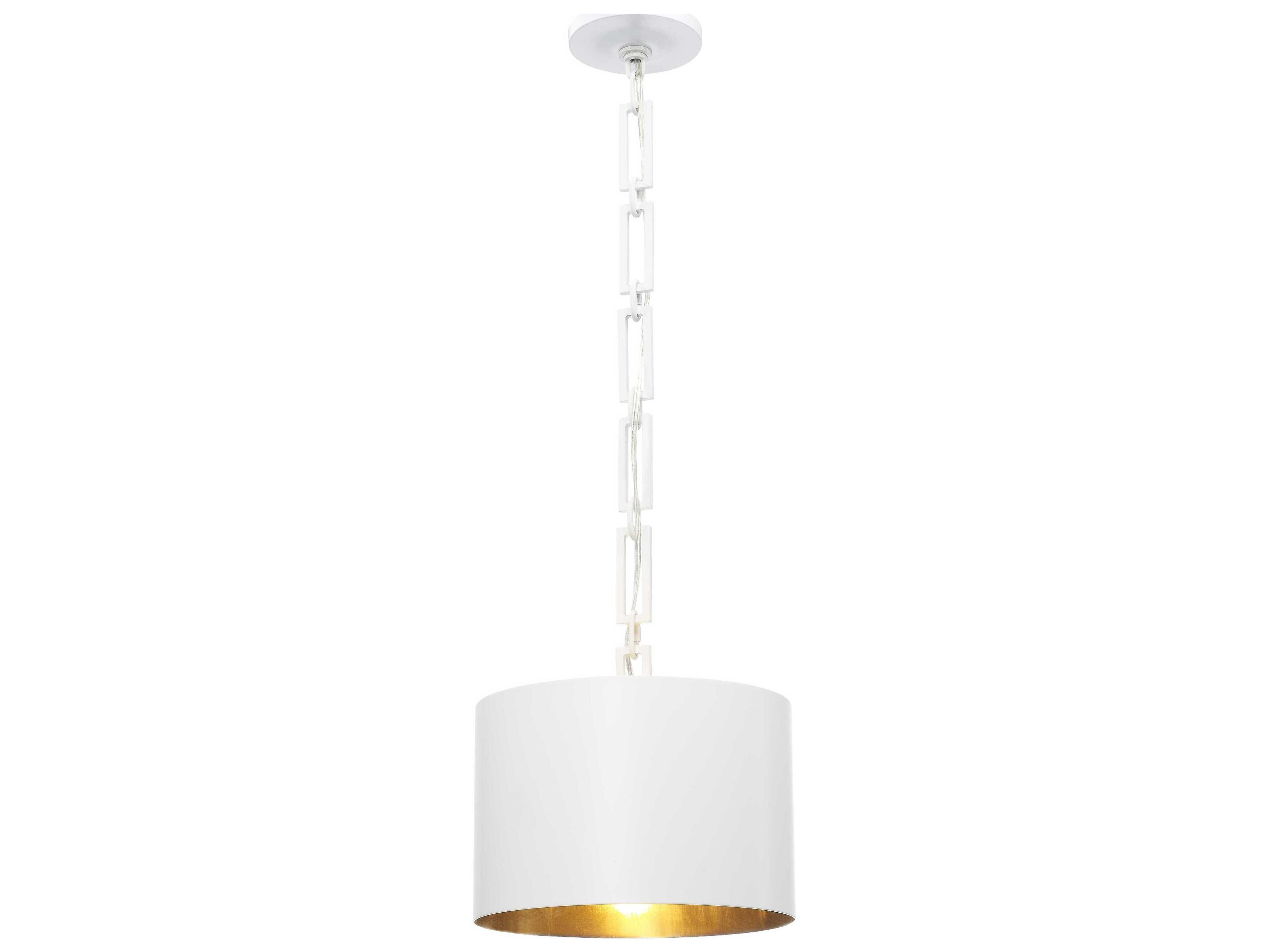 Alston 1-Light Matte White Antique Gold Drum Mini Pendant