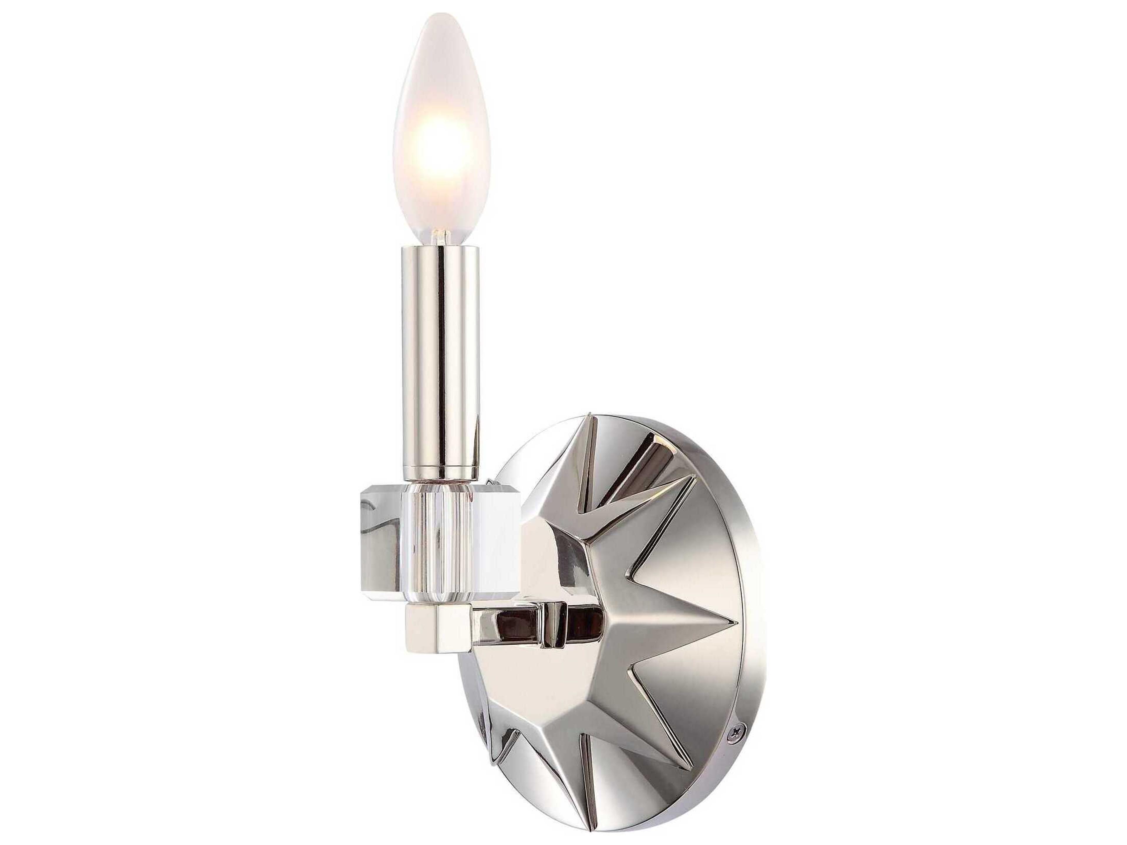 Carson 1-Light Polished Nickel Crystal Wall Sconce