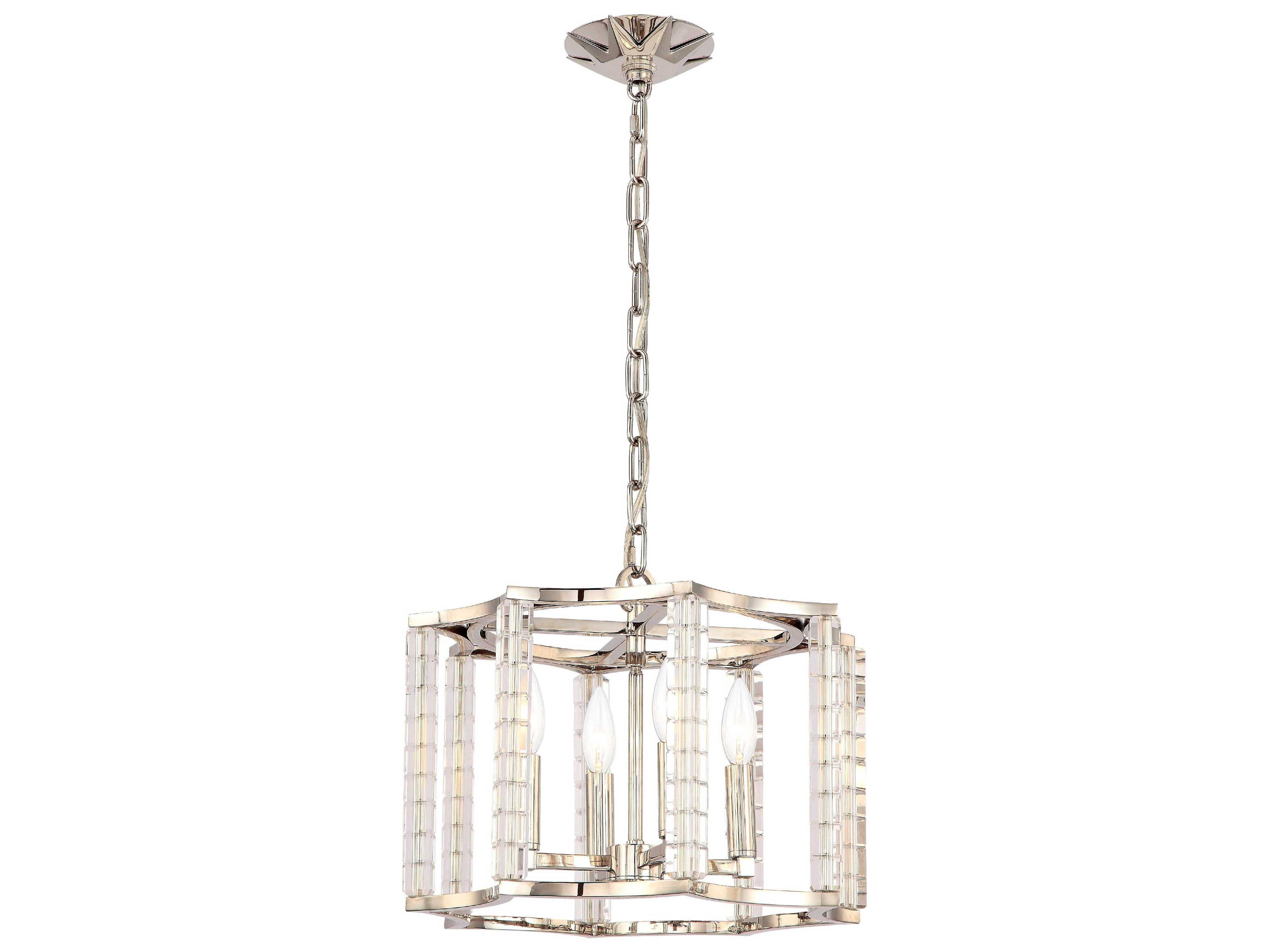 Carson 4-Light Polished Nickel Crystal Candelabra Drum Chandelier