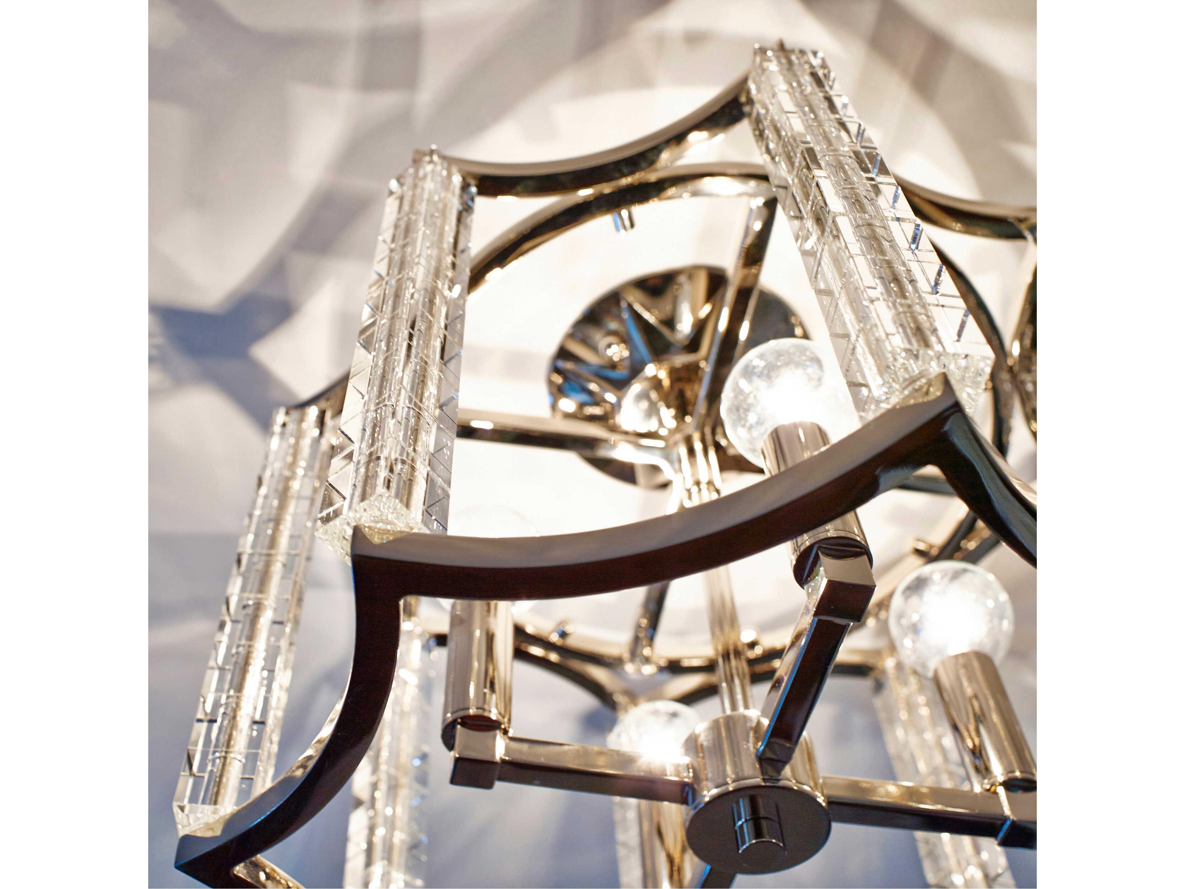 Crystorama Carson 4-Light Polished Nickel Crystal Geometric Semi Flush Mount