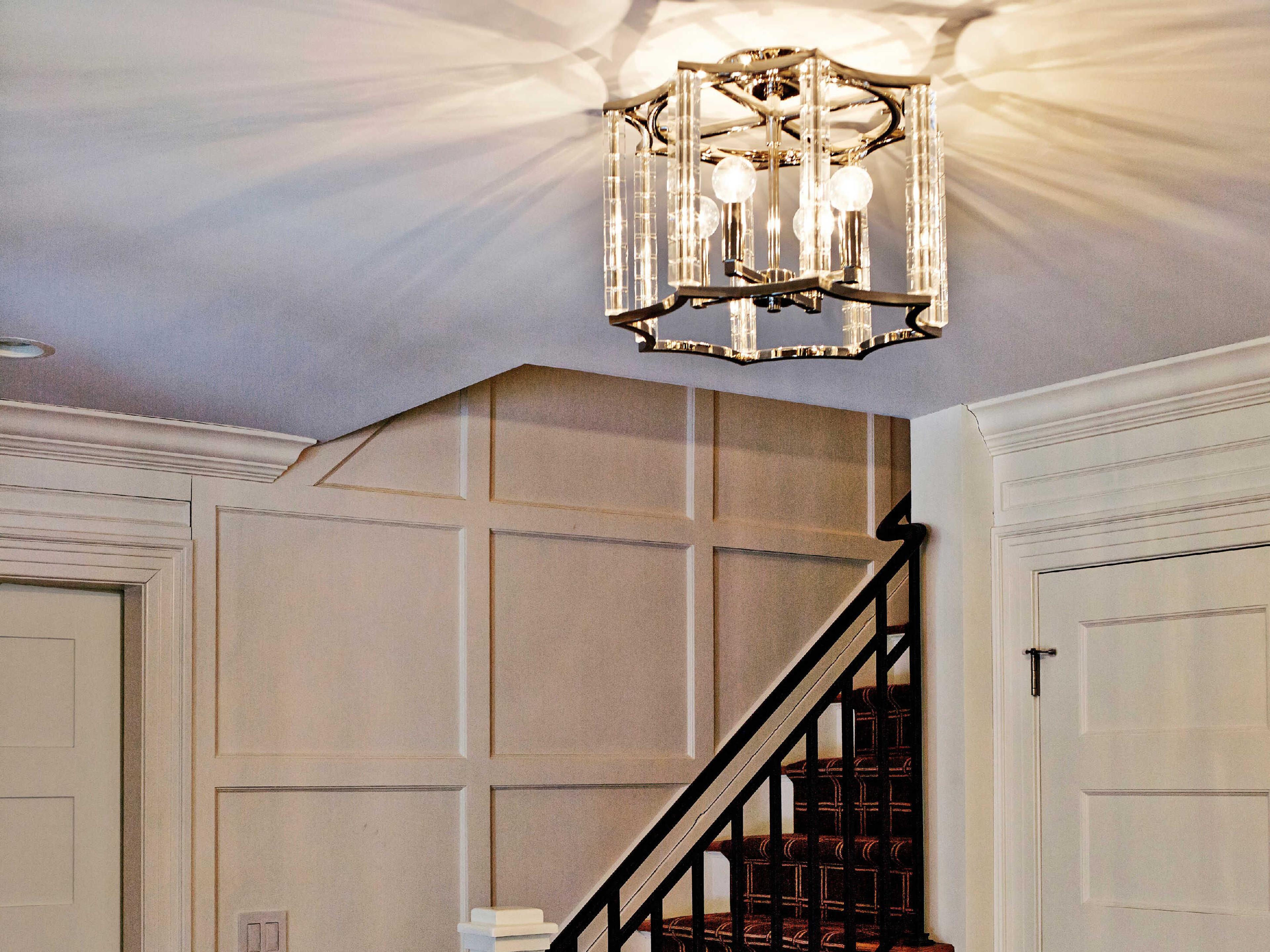 Crystorama Carson 4-Light Polished Nickel Crystal Geometric Semi Flush Mount