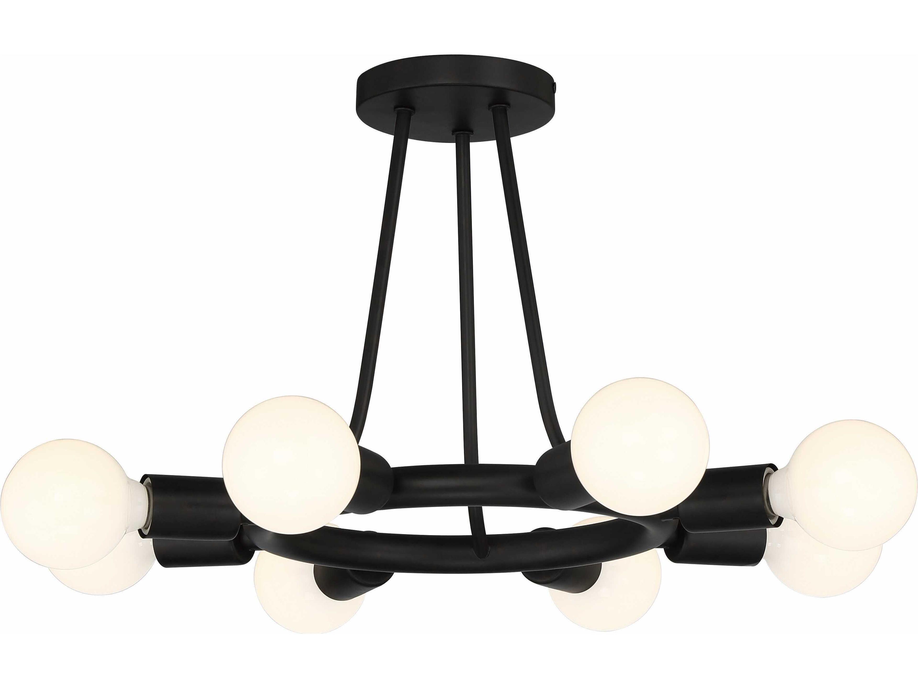 Dakota 8-Light Black Semi Flush Mount