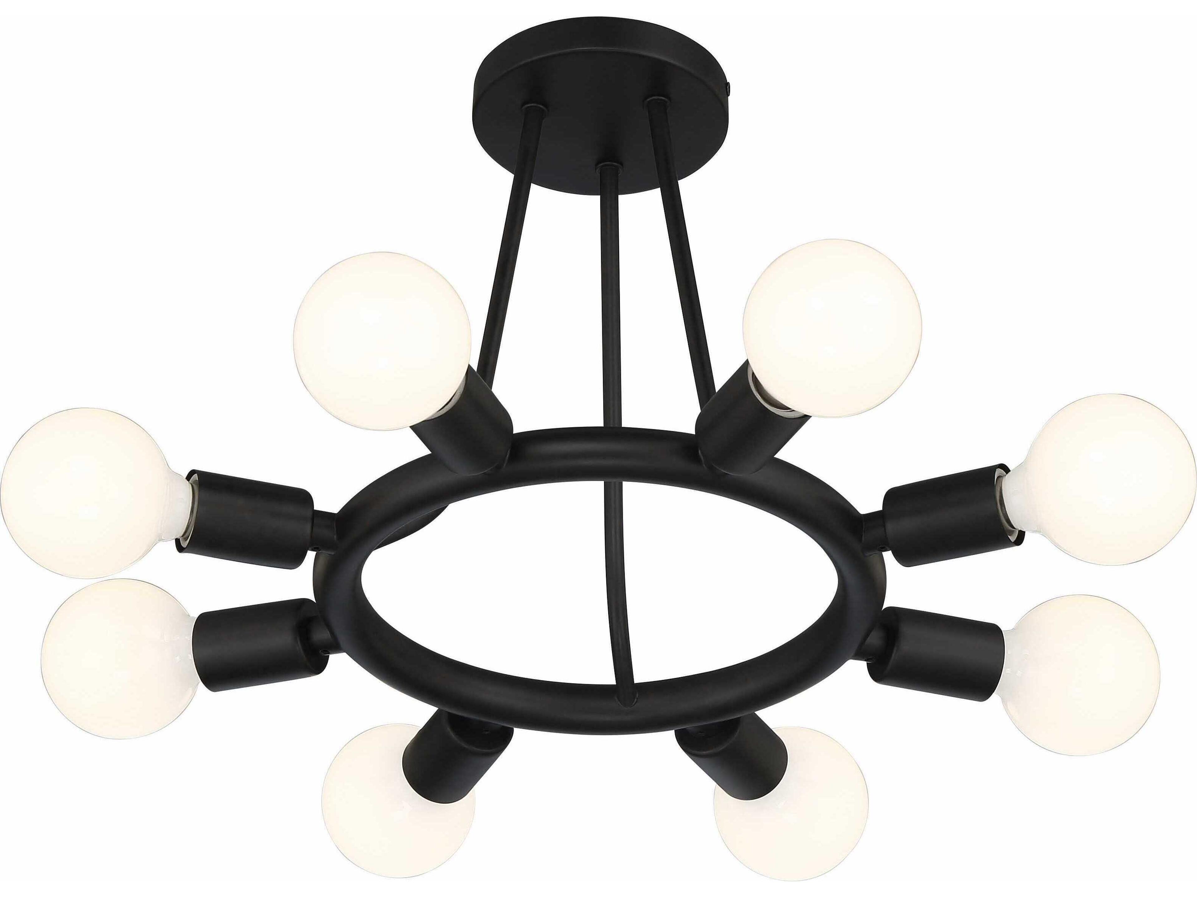 Crystorama Dakota 8-Light Black Semi Flush Mount