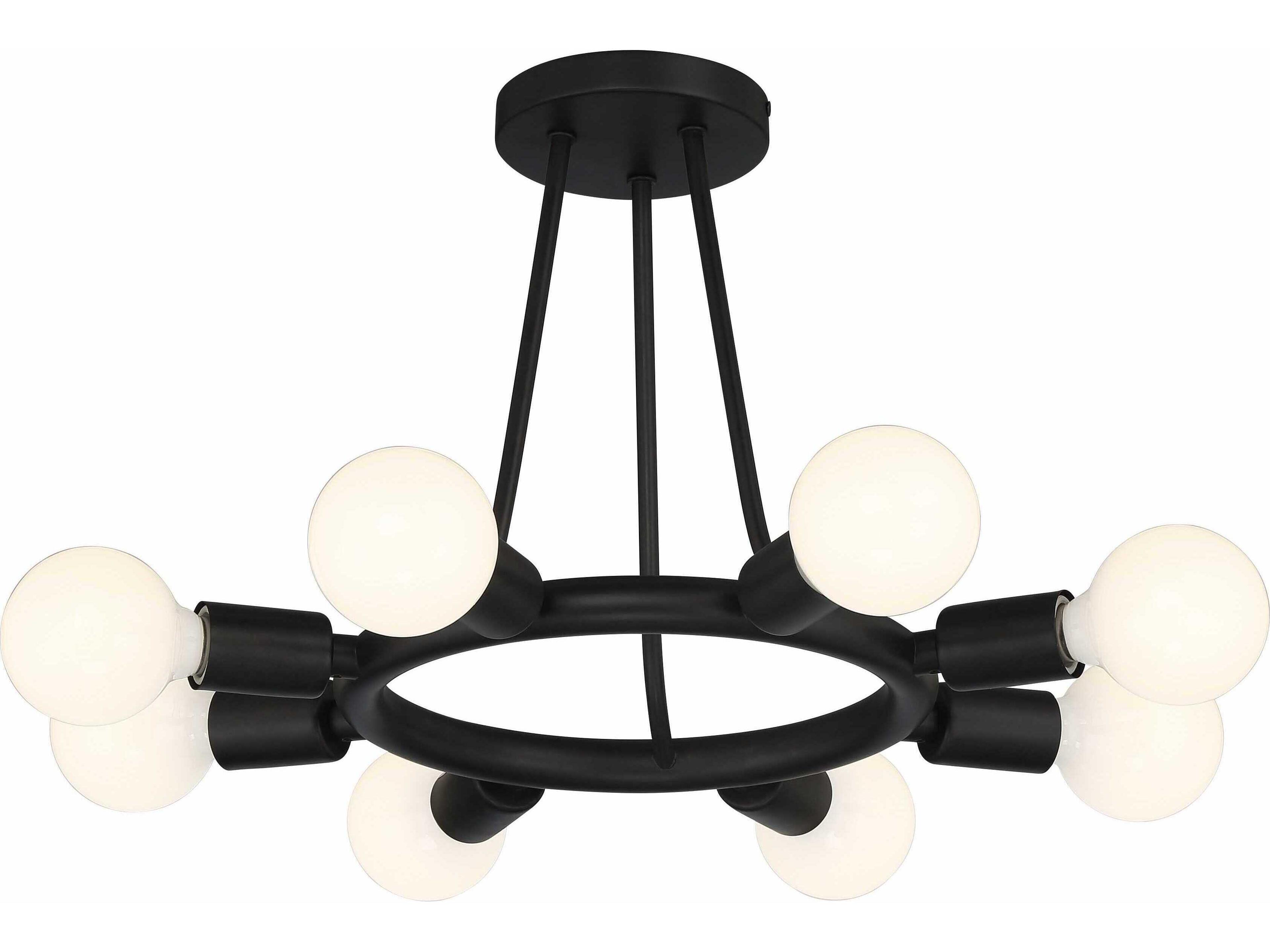 Crystorama Dakota 8-Light Black Semi Flush Mount