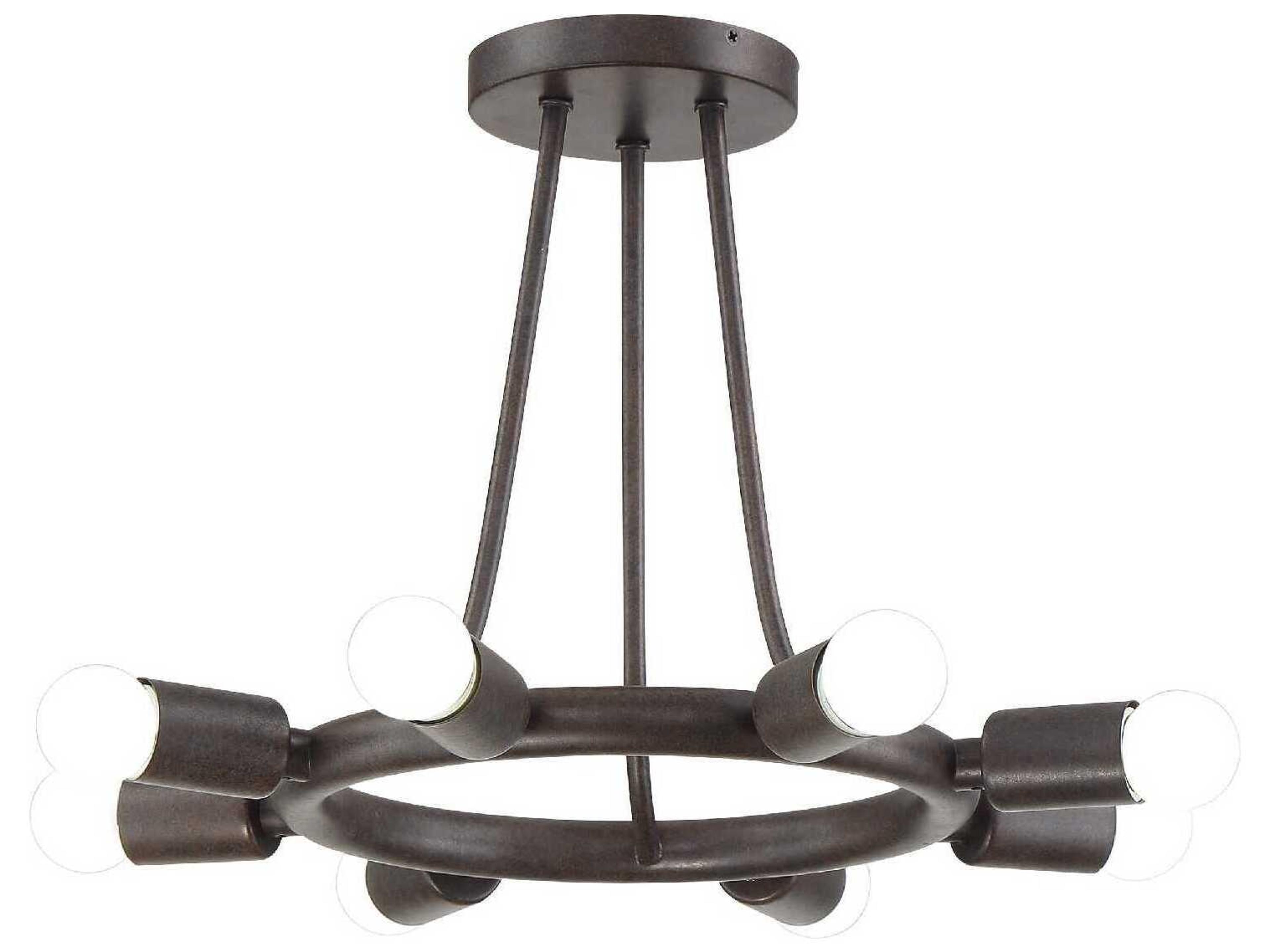 Dakota 8-Light Charcoal Bronze Round Semi Flush Mount