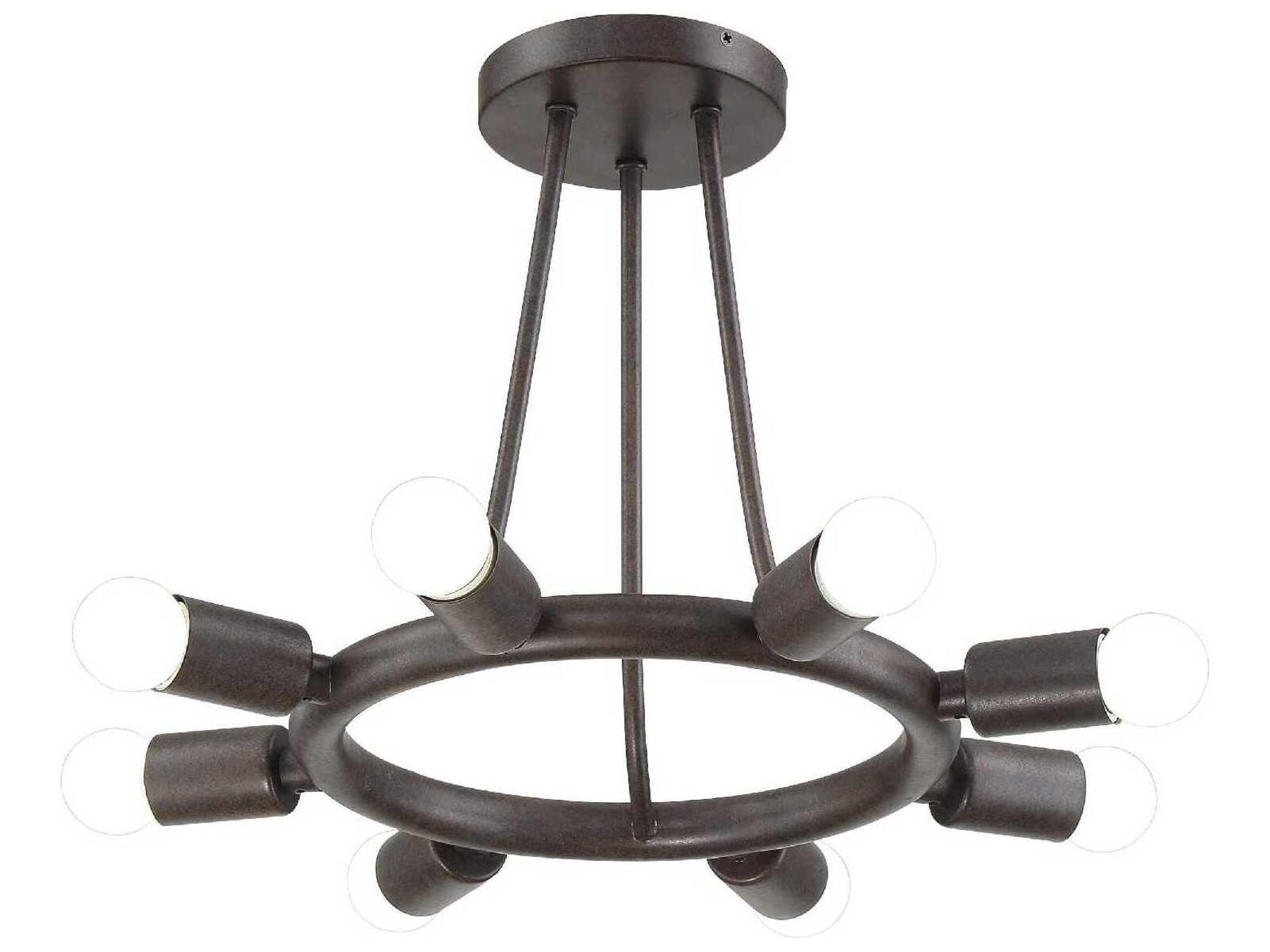 Crystorama Dakota 8-Light Charcoal Bronze Round Semi Flush Mount