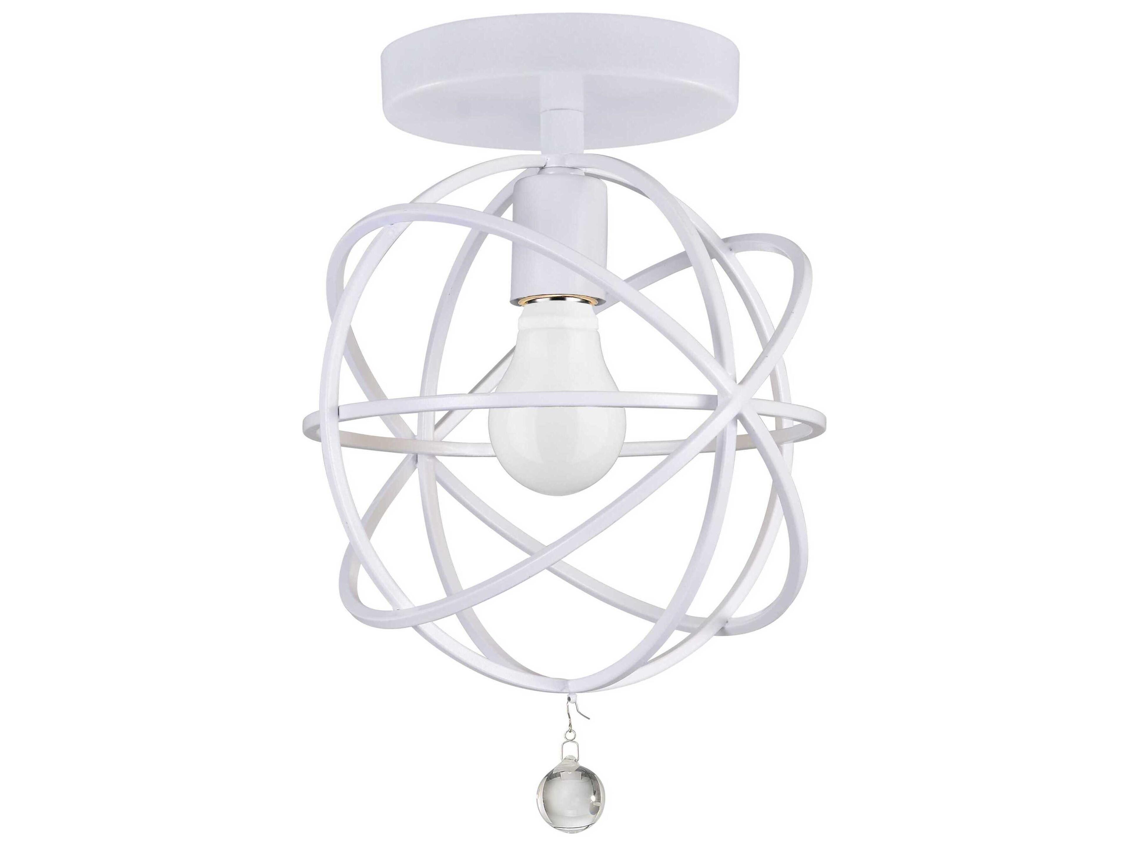 Solaris 1-Light Wet White Glass Geometric Flush Mount
