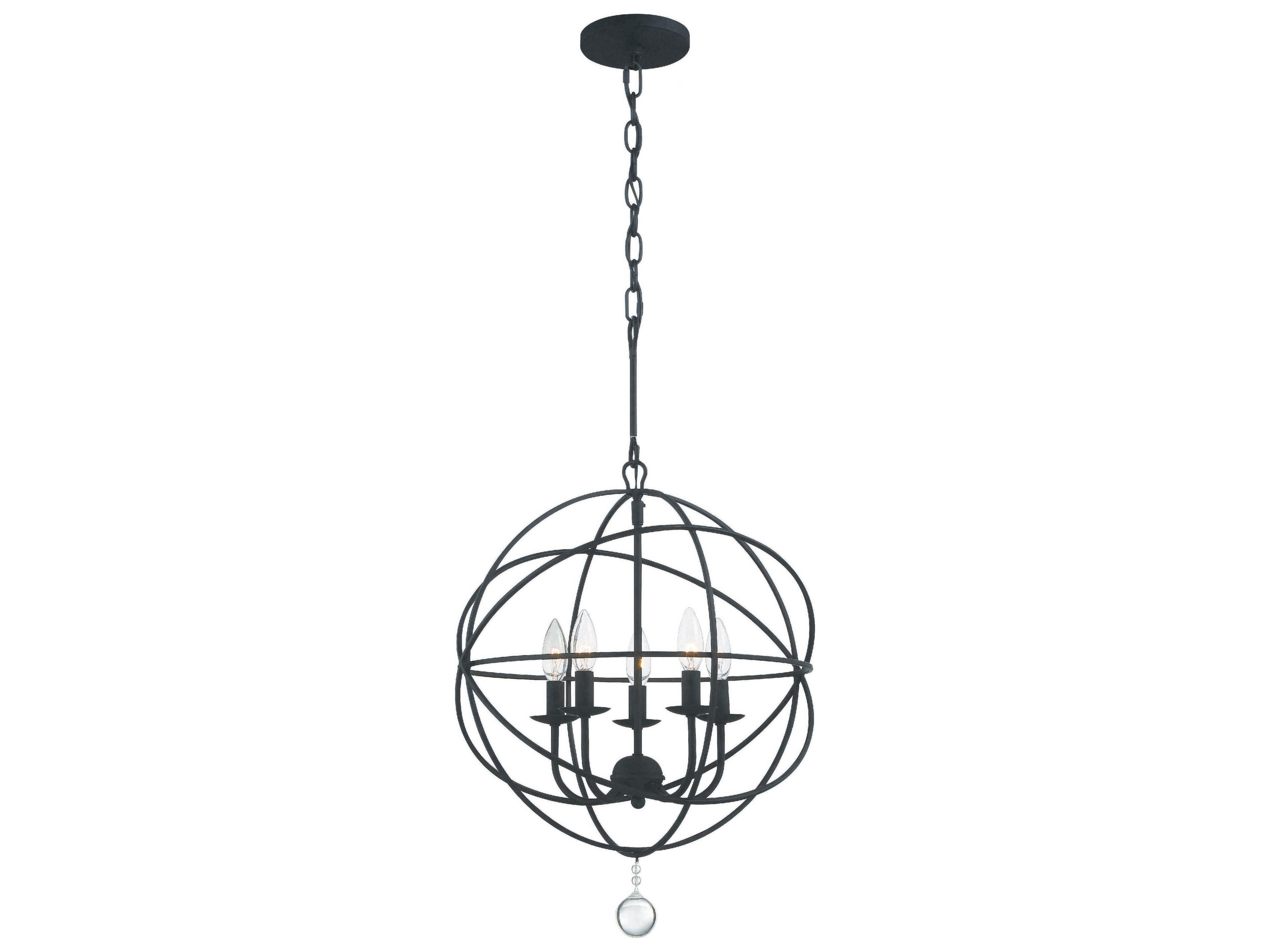 Solaris 5-Light Black Glass Geometric Chandelier