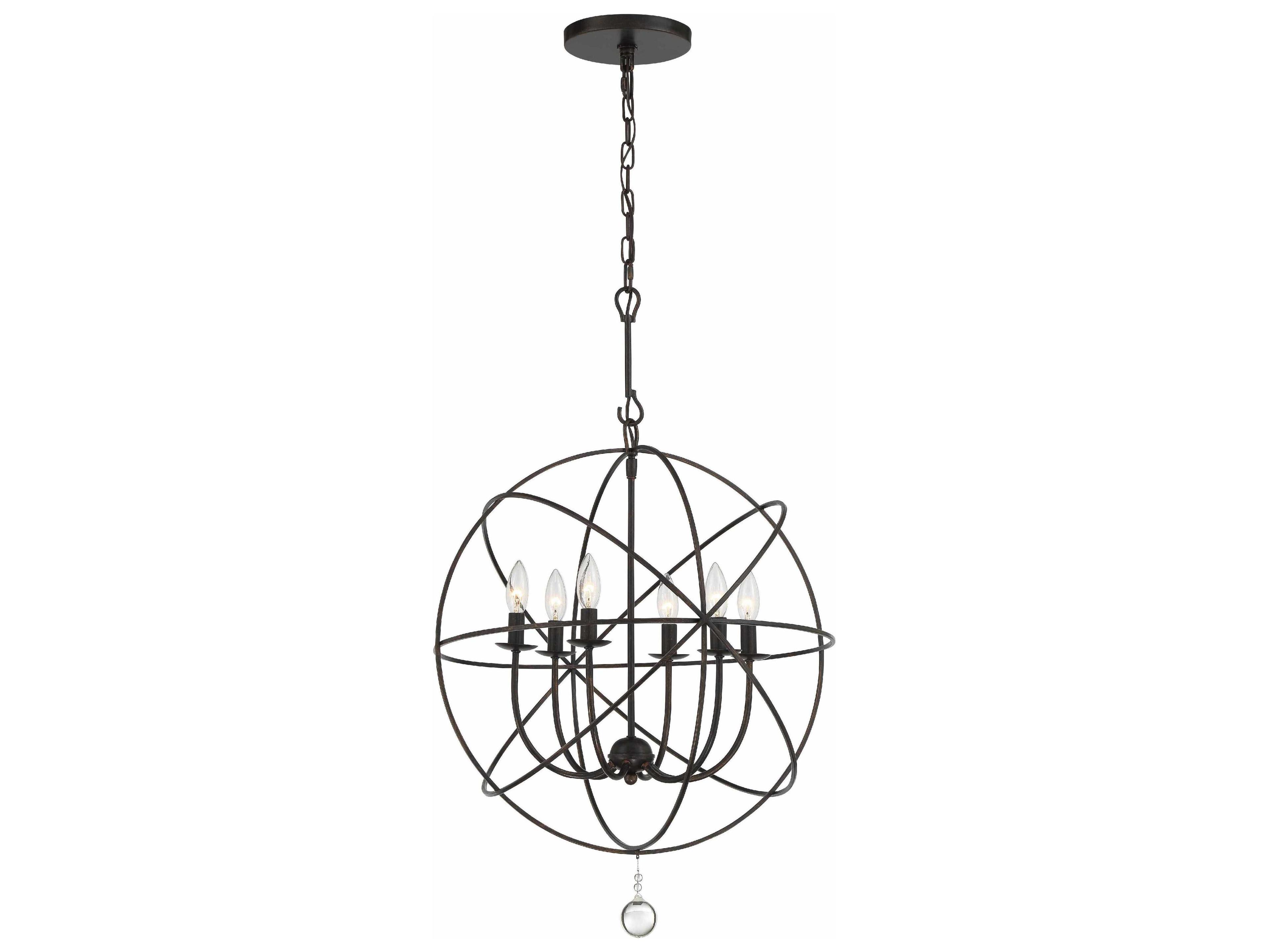 Solaris 6-Light Bronze Glass Candelabra Chandelier