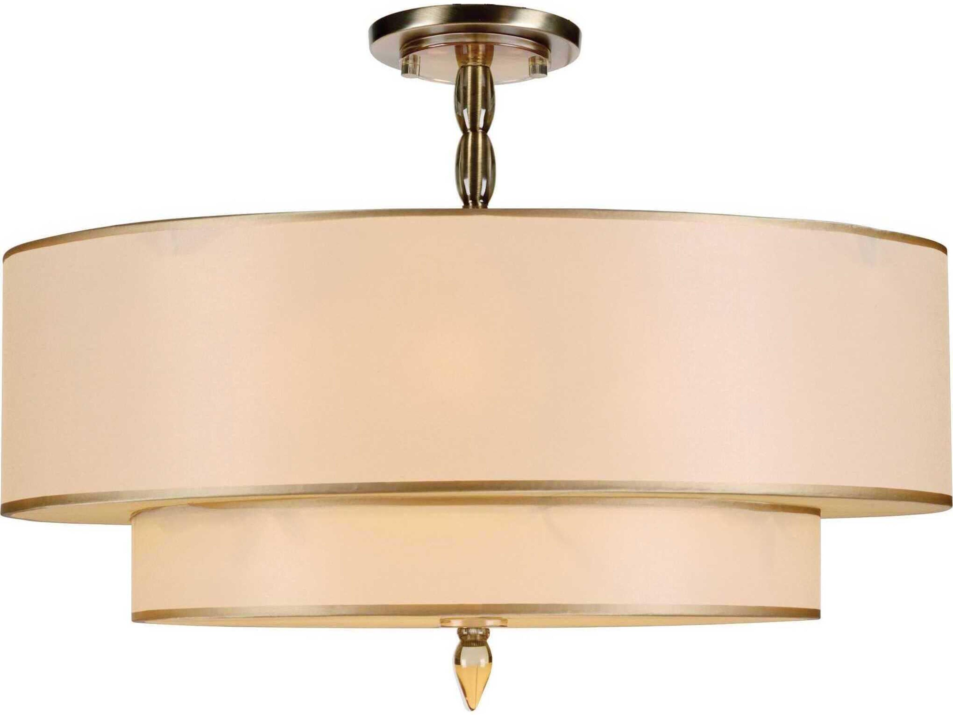 Luxor 5-Light Gold Drum Tiered Semi Flush Mount