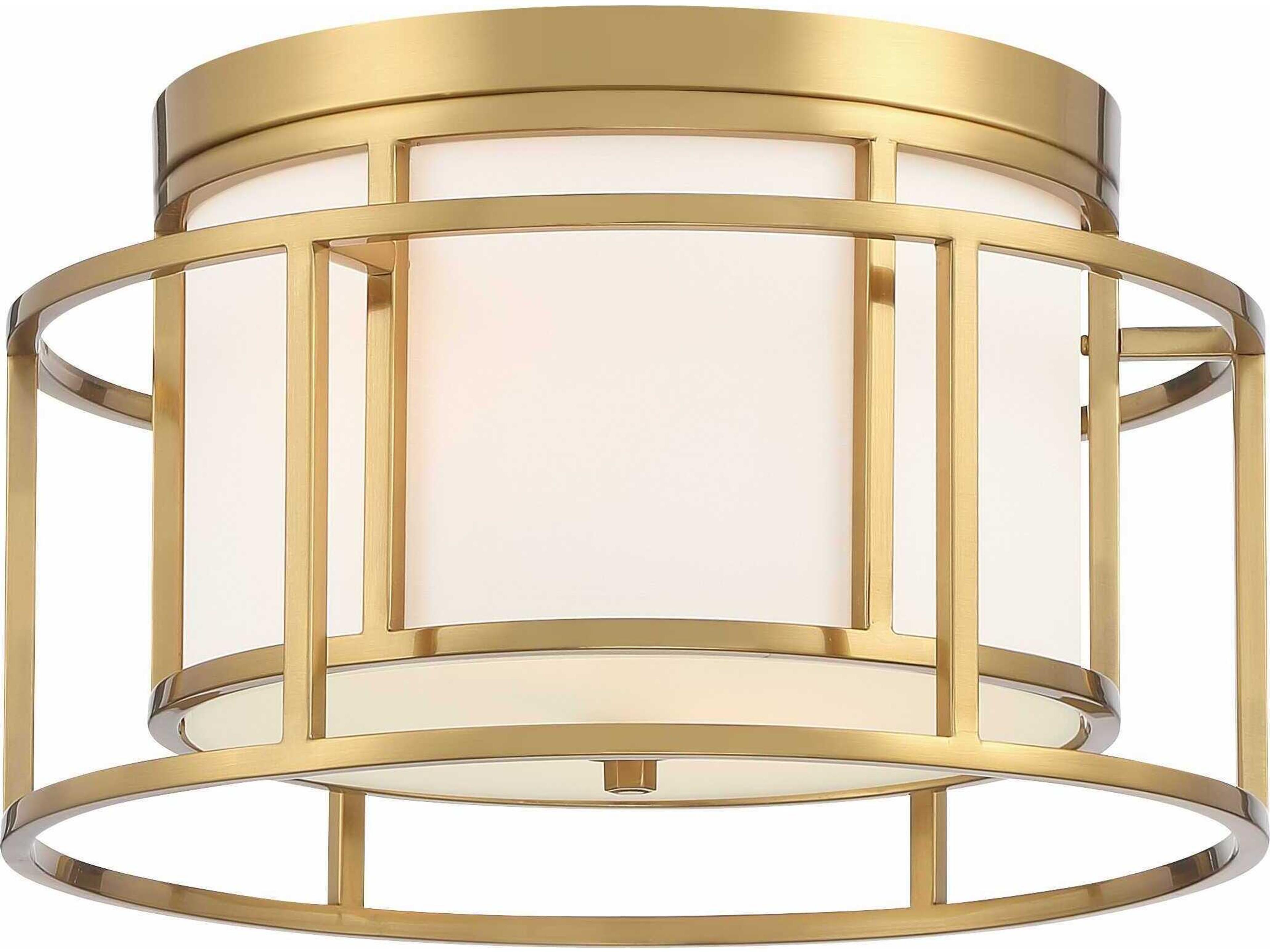 Hulton 2-Light Luxe Gold Drum Geometric Flush Mount