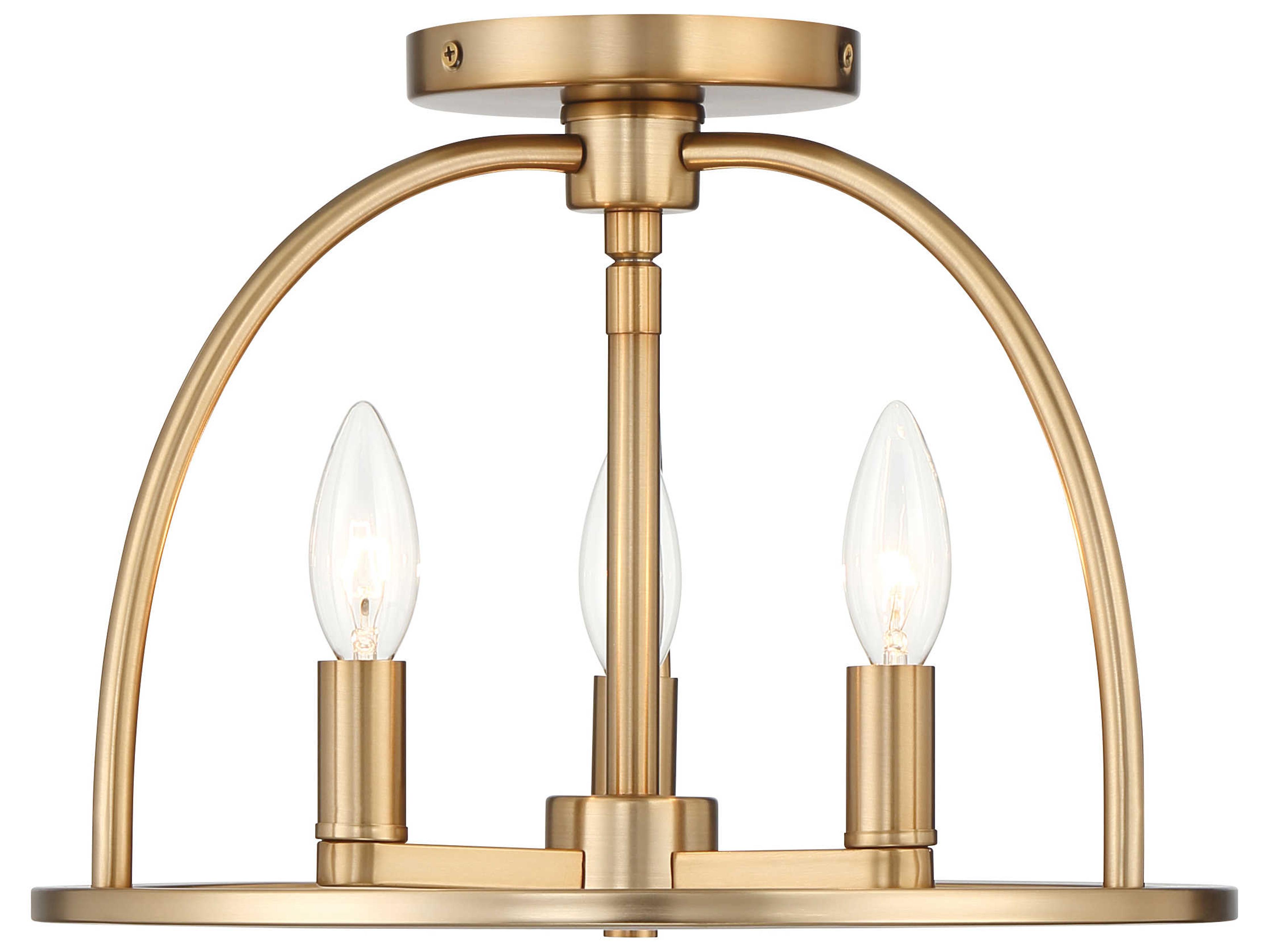 Abbott 3-Light Vibrant Gold Semi Flush Mount