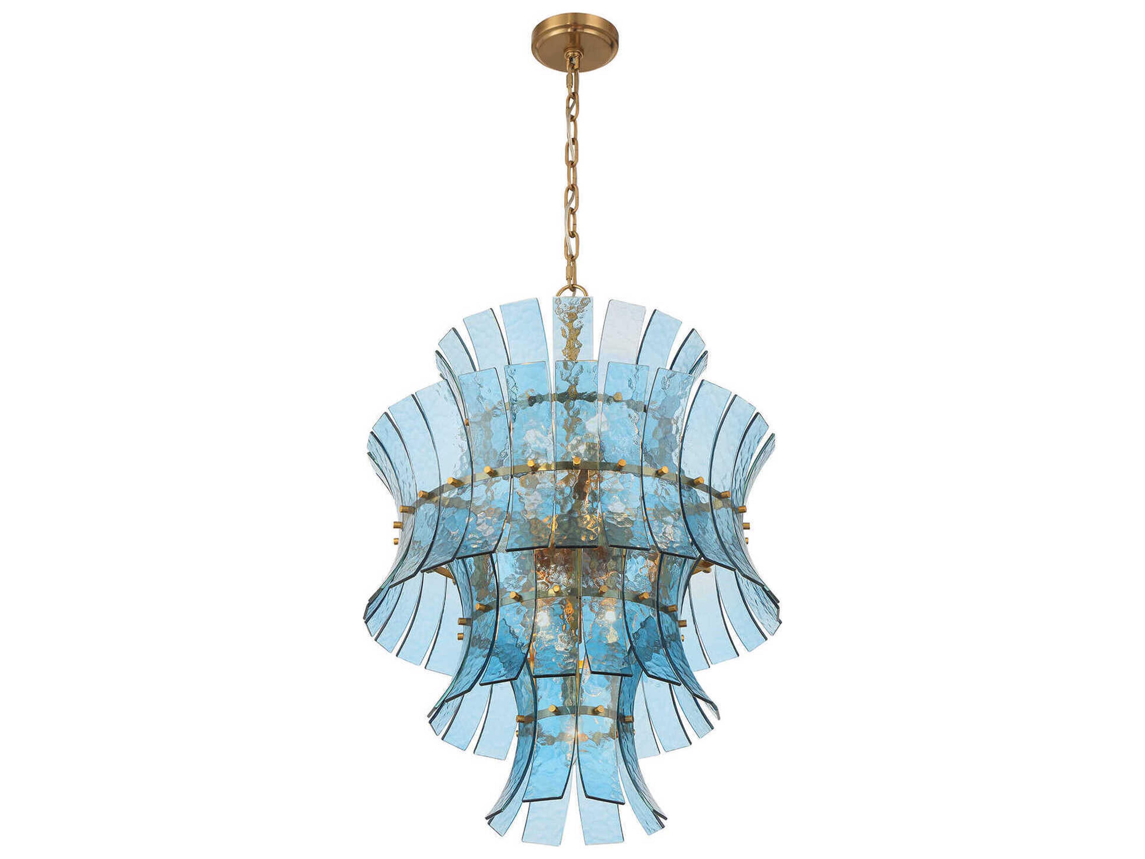 Crystorama Abigail 13-Light Aged Brass Blue Tiered Chandelier