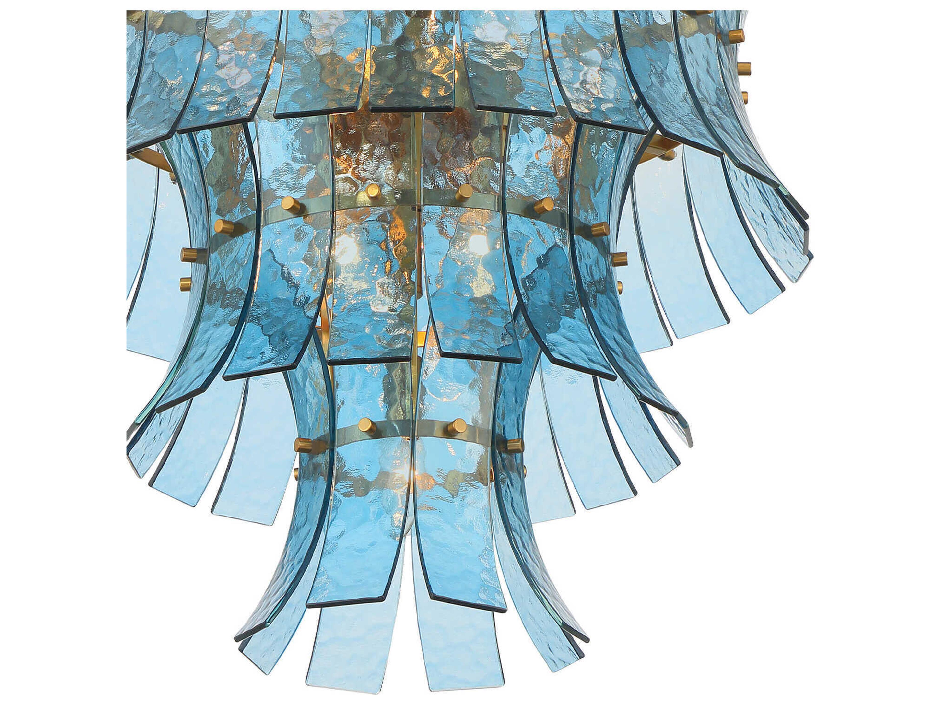 Crystorama Abigail 13-Light Aged Brass Blue Tiered Chandelier