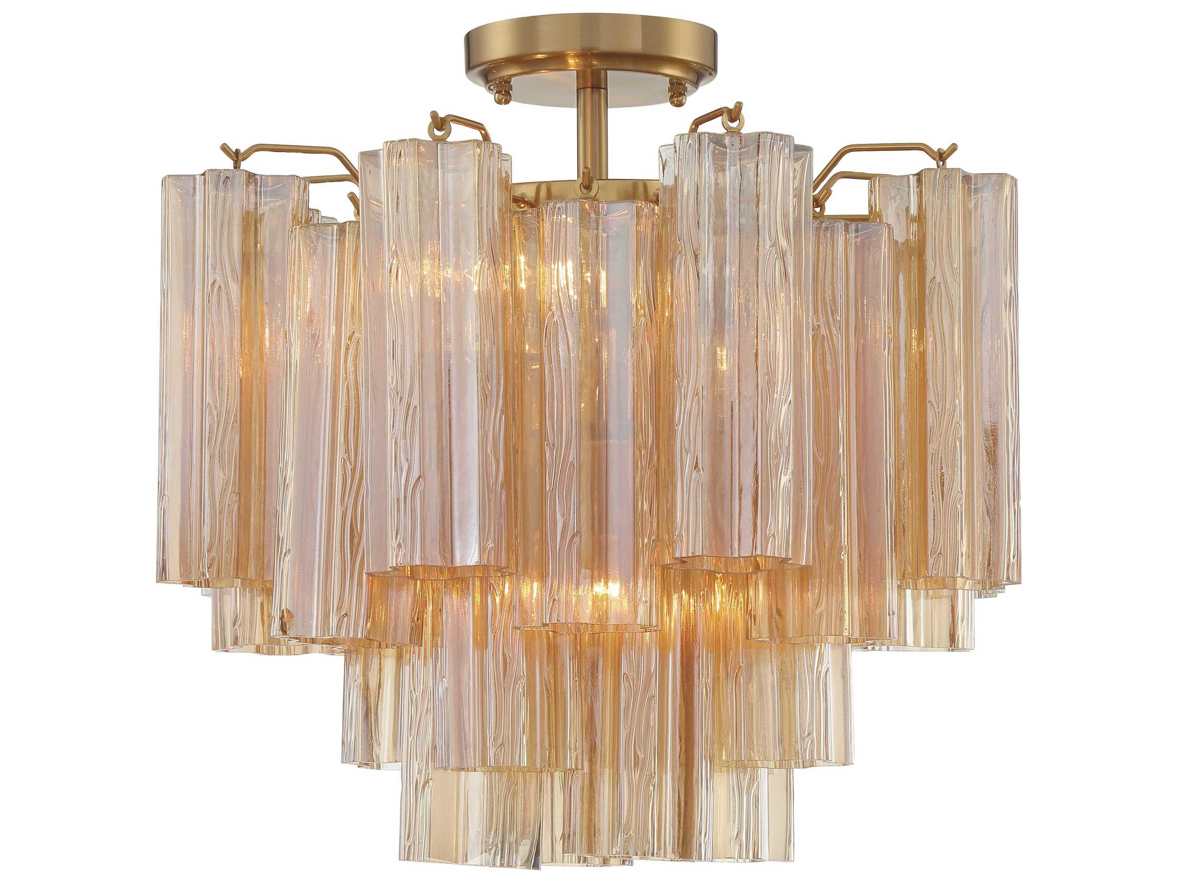 Addis 4-Light Aged Brass Geometric Semi Flush Mount