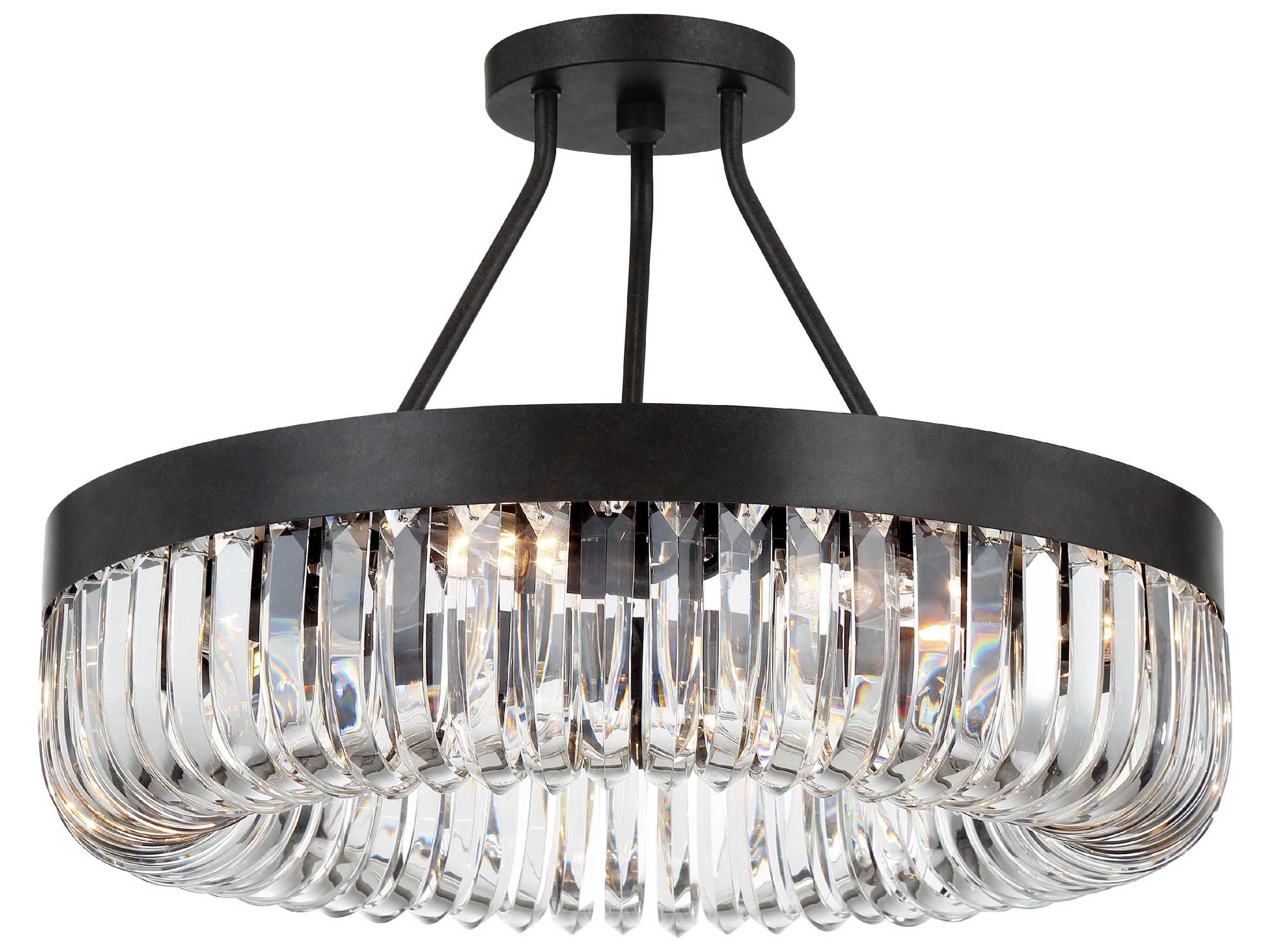 Alister 8-Light Charcoal Bronze Clear Glass Bowl Semi Flush Mount