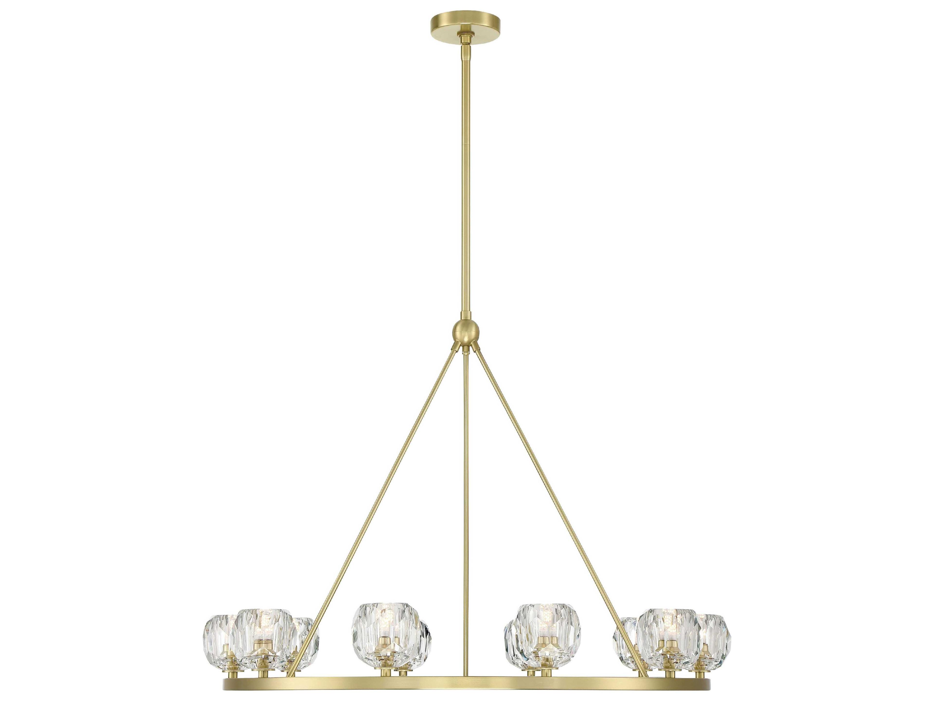 Aragon 10-Light Soft Brass Crystal Glass Globe Chandelier